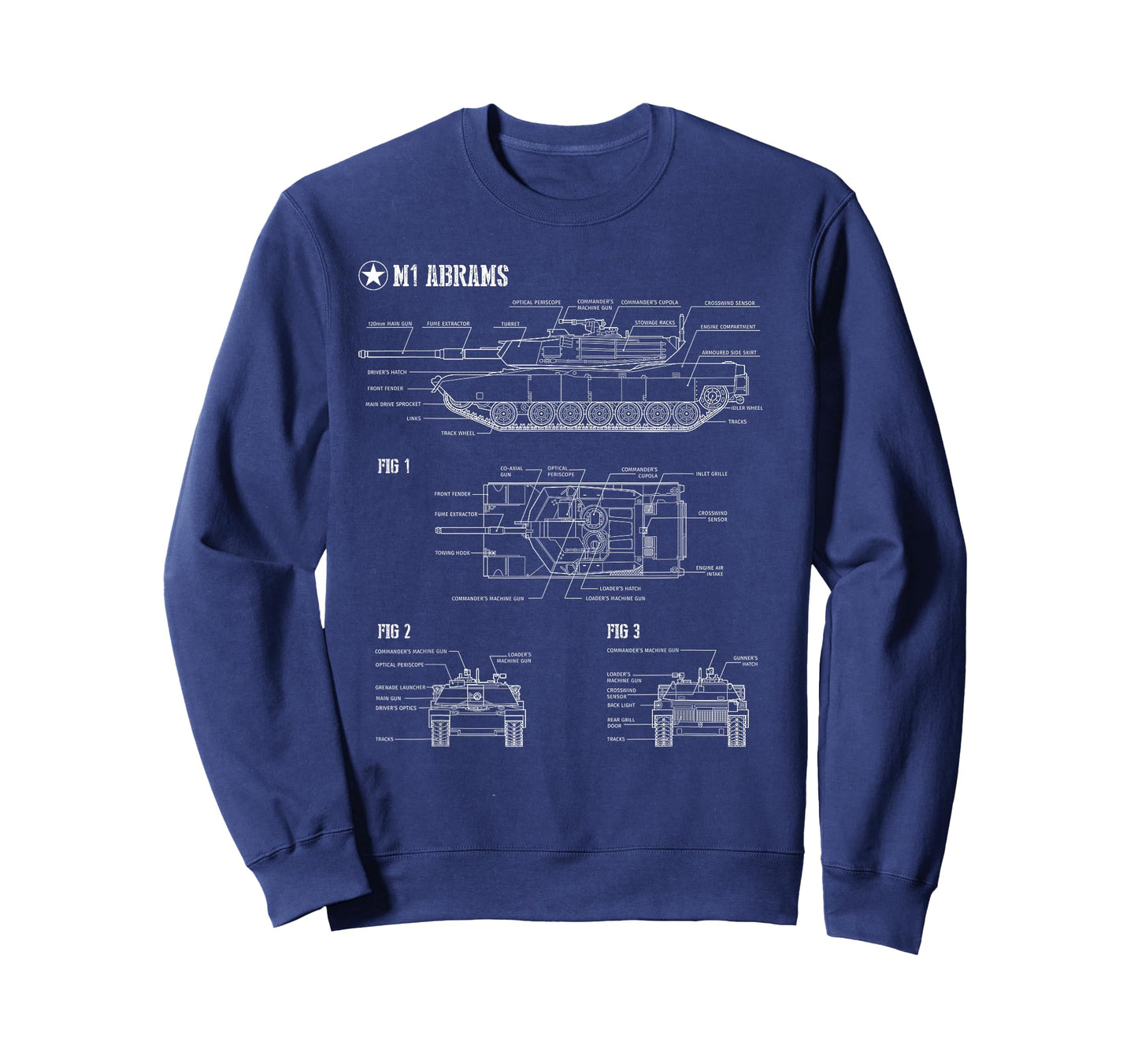 American M1A1 Abrams Main Battle Tank Blueprint T-Shirt