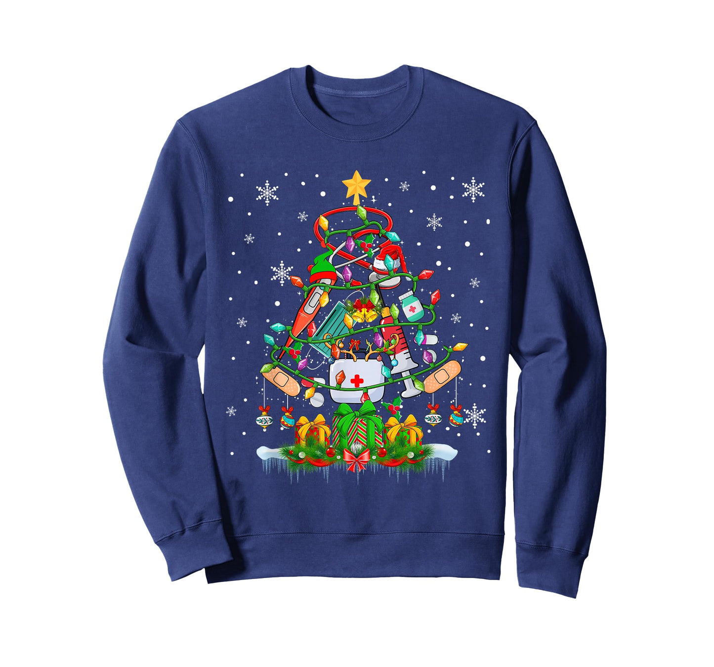Christmas Tree Santa Reindeer Elf Medical Instruments Doctor T-Shirt