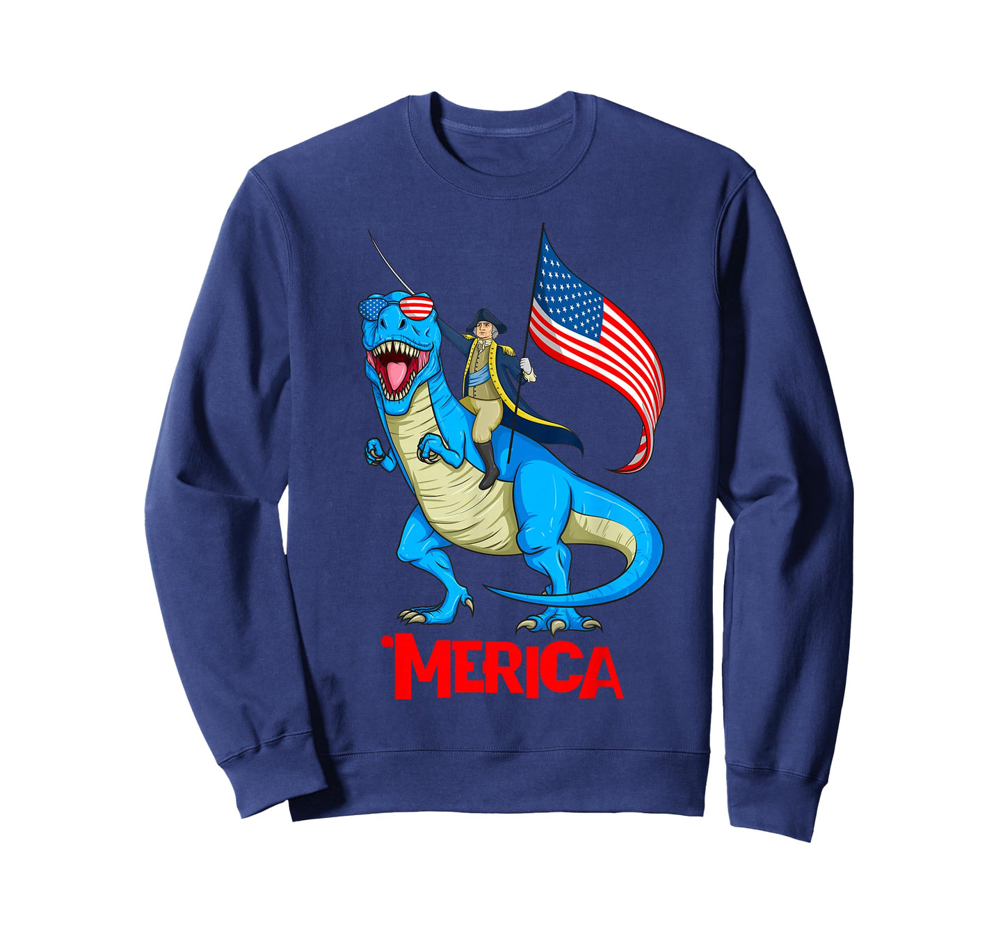 Merica Patriotic TRex Dinosaur George Washington 4th of July T-Shirt