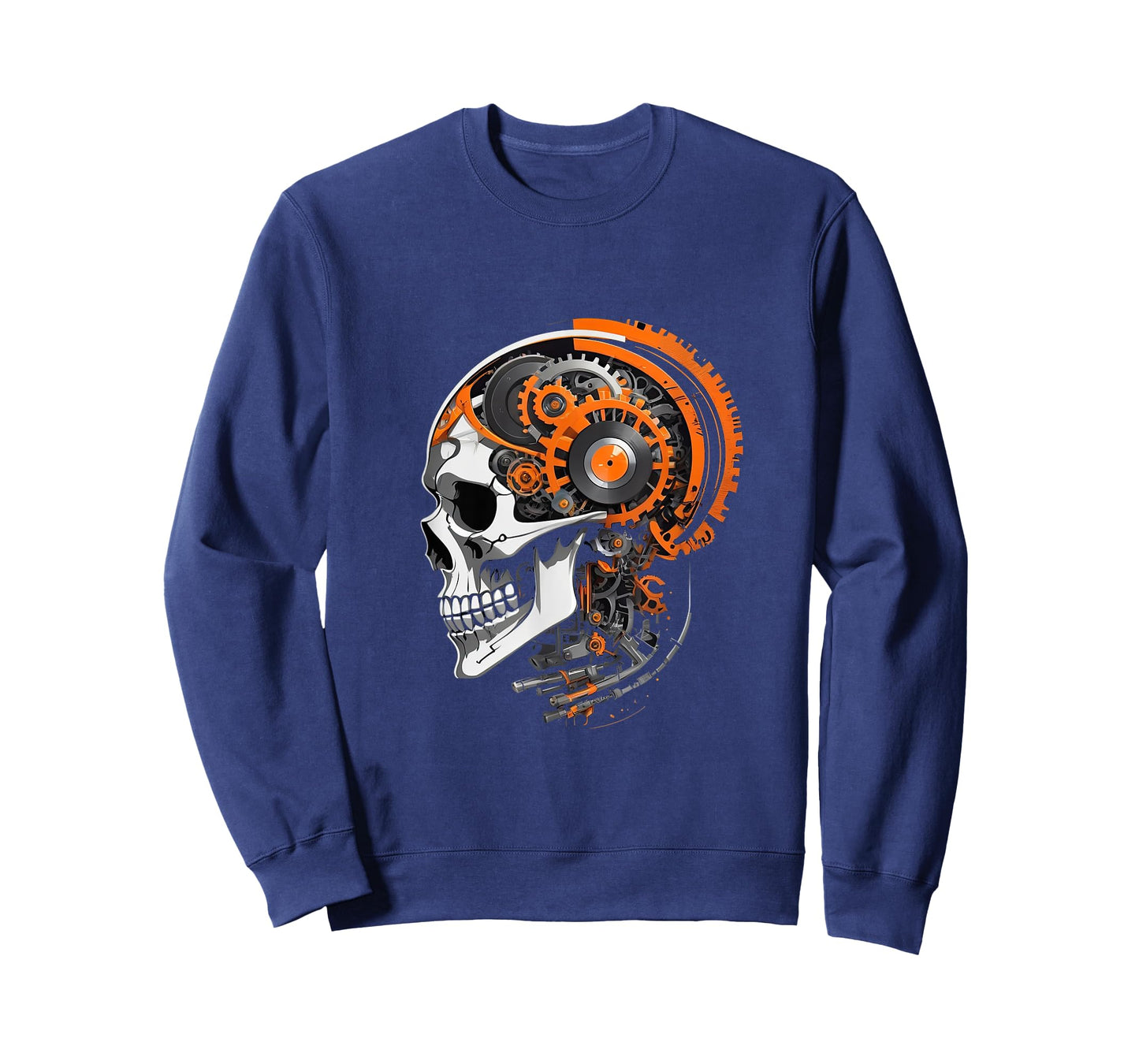 Cyberpunk Skull with Gears Vinyl Record Art Futuristic T-Shirt