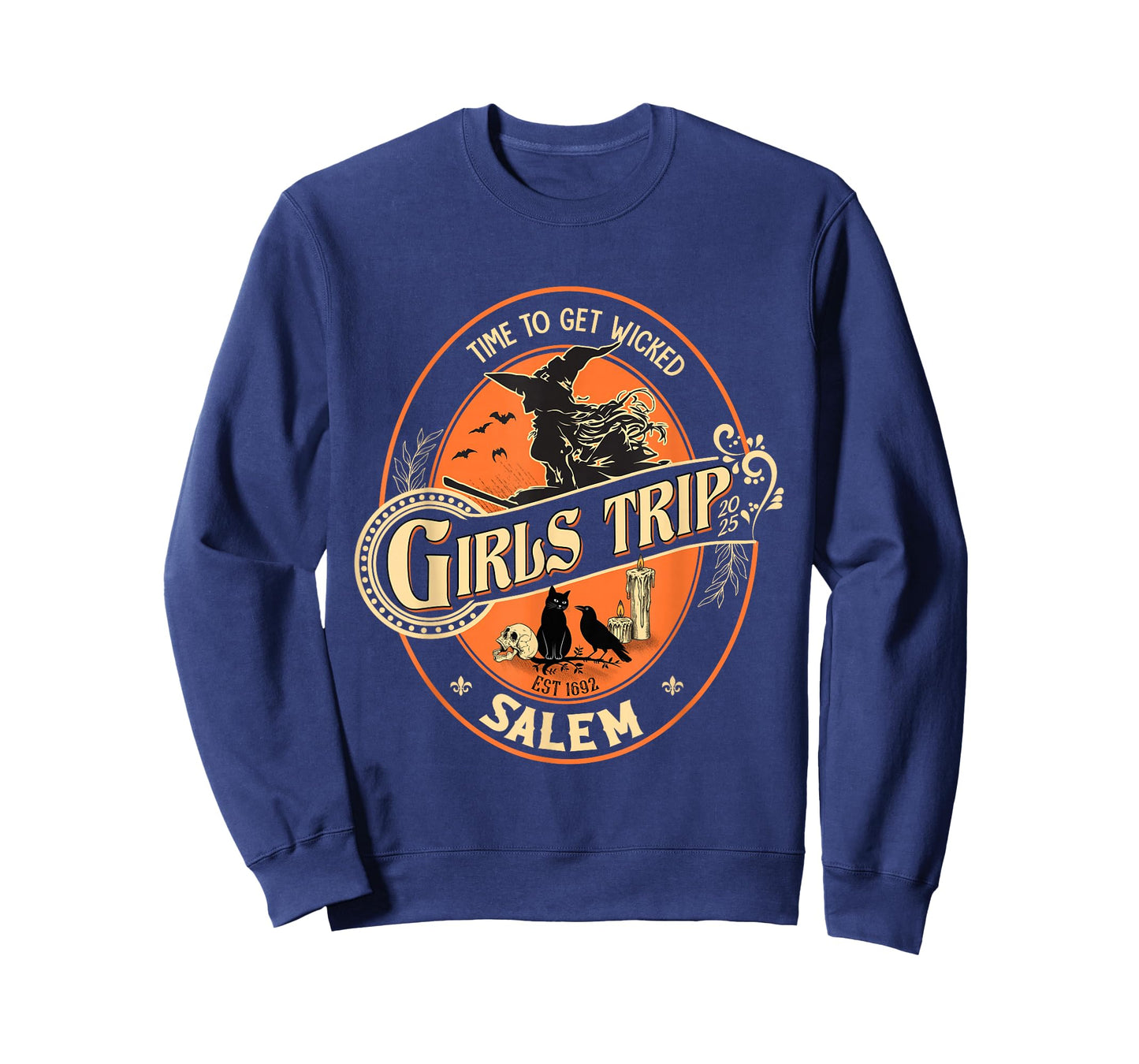 Halloween Girls Trip to Salem Time to Wicked Cats Retro T-Shirt