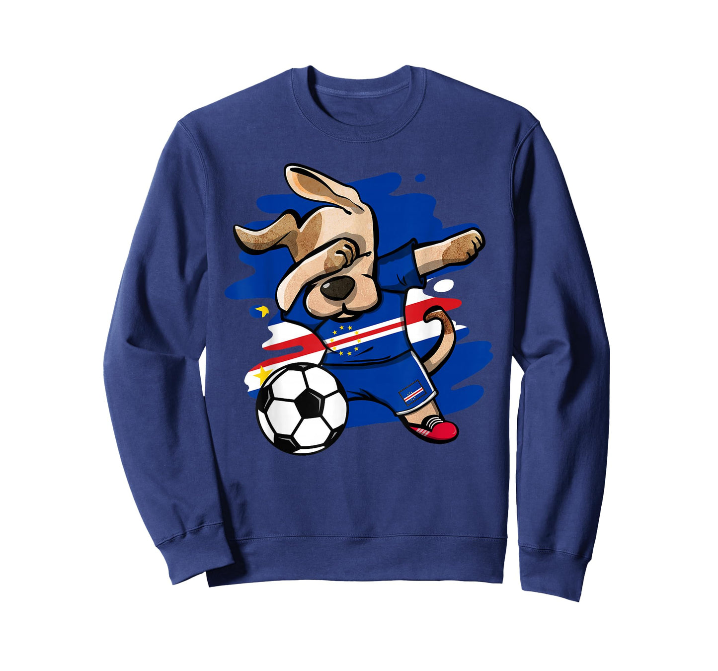Dabbing Dog Cape Verde Soccer Fans Jersey Cape Verdean Flag Men Women Kids T-Shirt