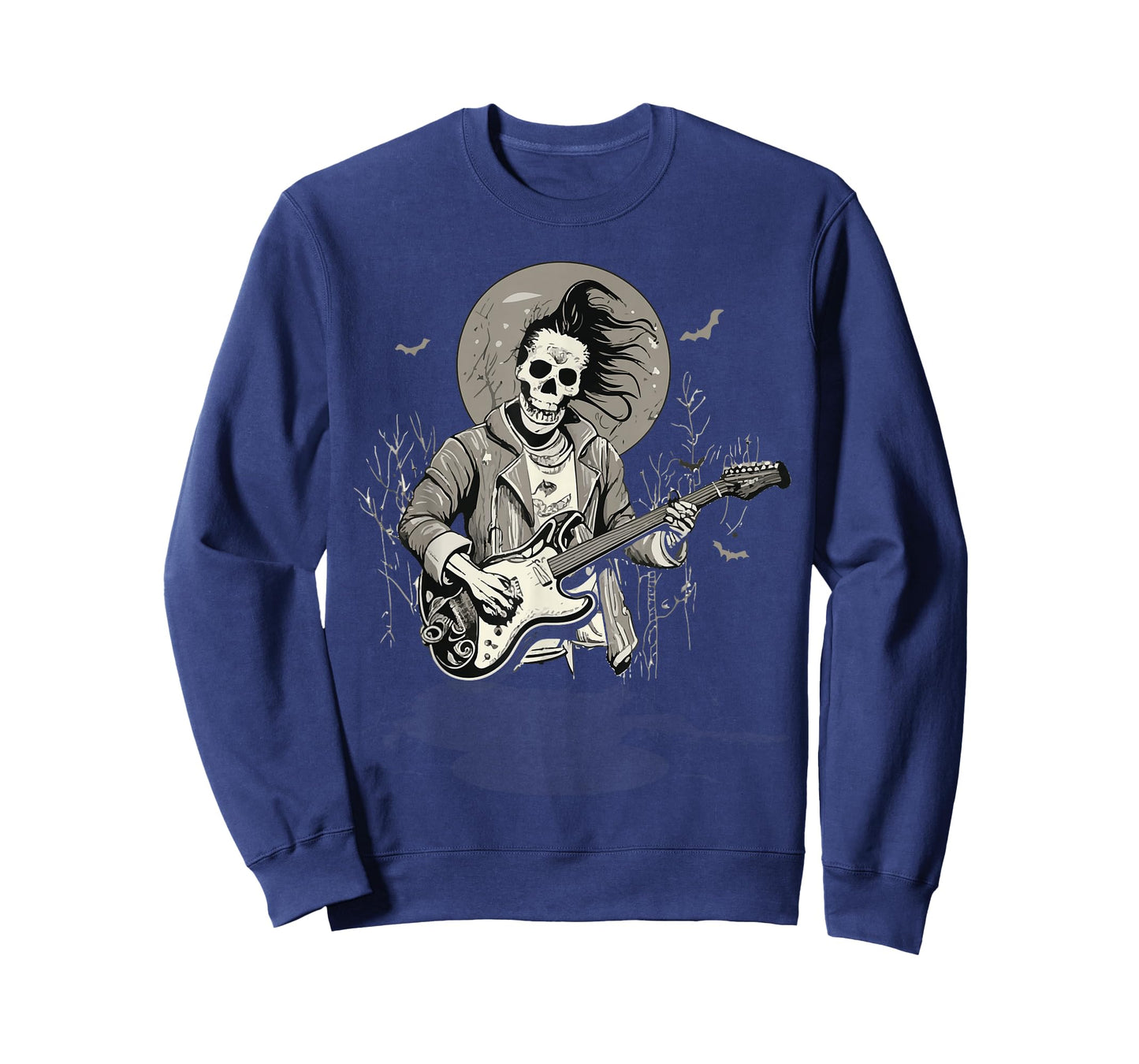 Skeleton Playing Guitar Vintage Shadow Rock Halloween T-Shirt