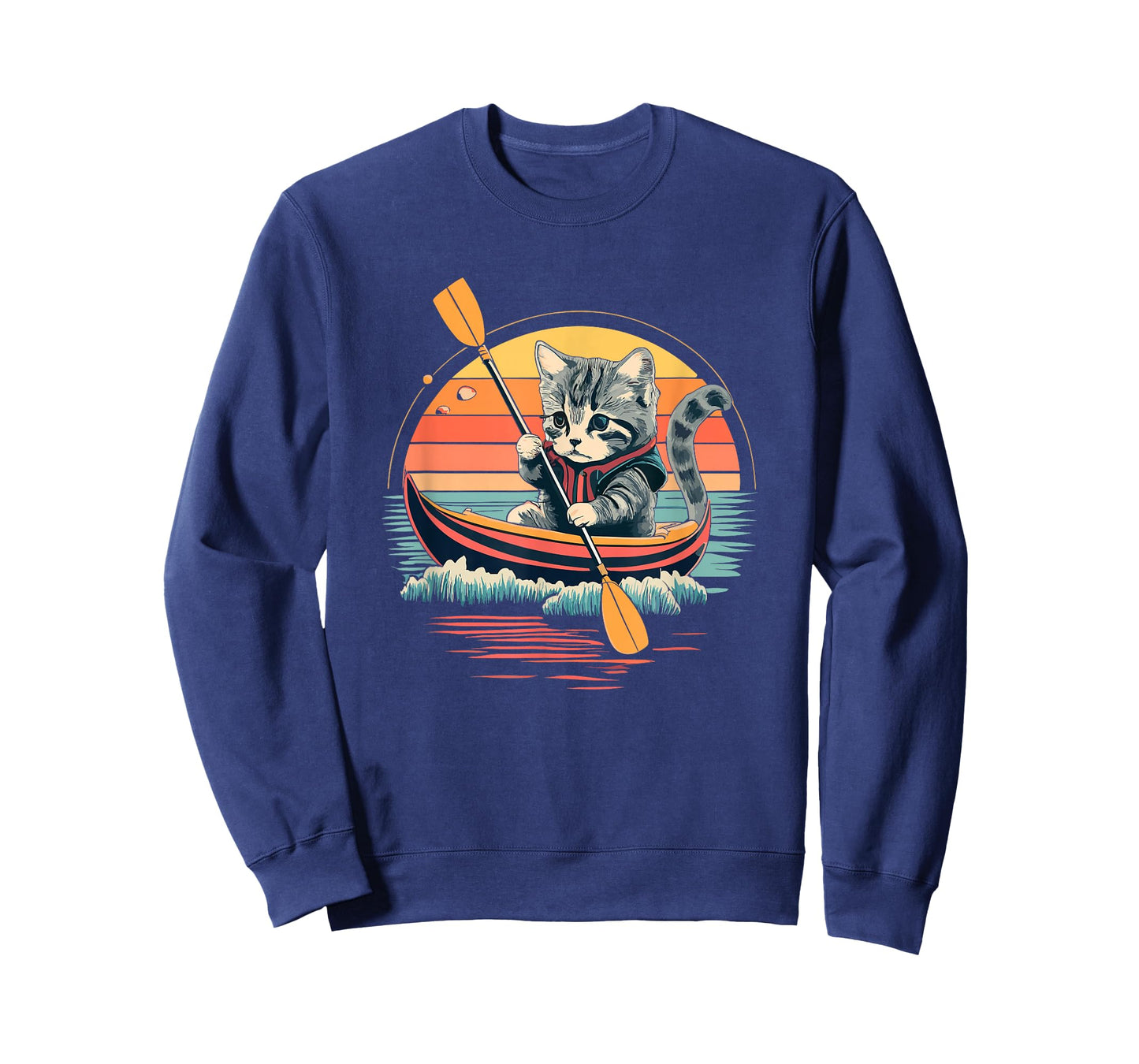 Cute Cat Kayak Funny Outdoor Boating Canoeing Kayaking T-Shirt for Men Women Kids