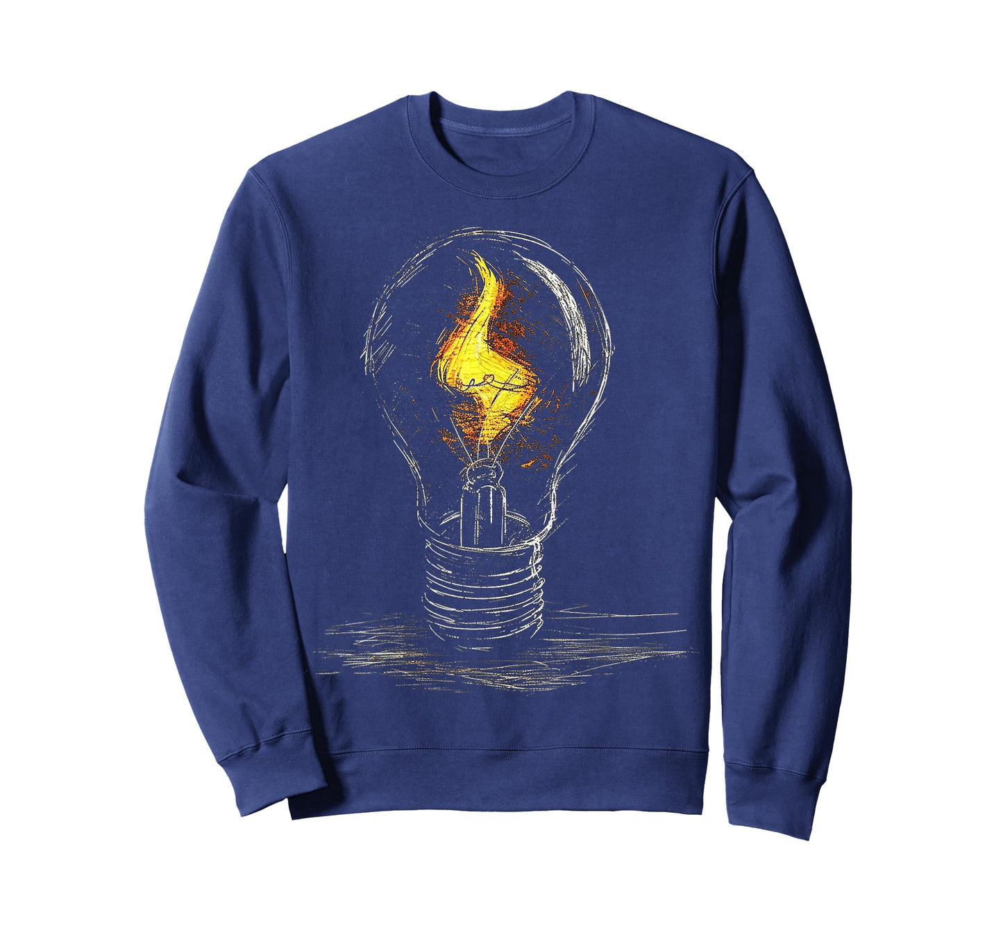 @rtY Light Bulb Drawing Flame Artwork Graphic Art T-Shirt, Small, Black