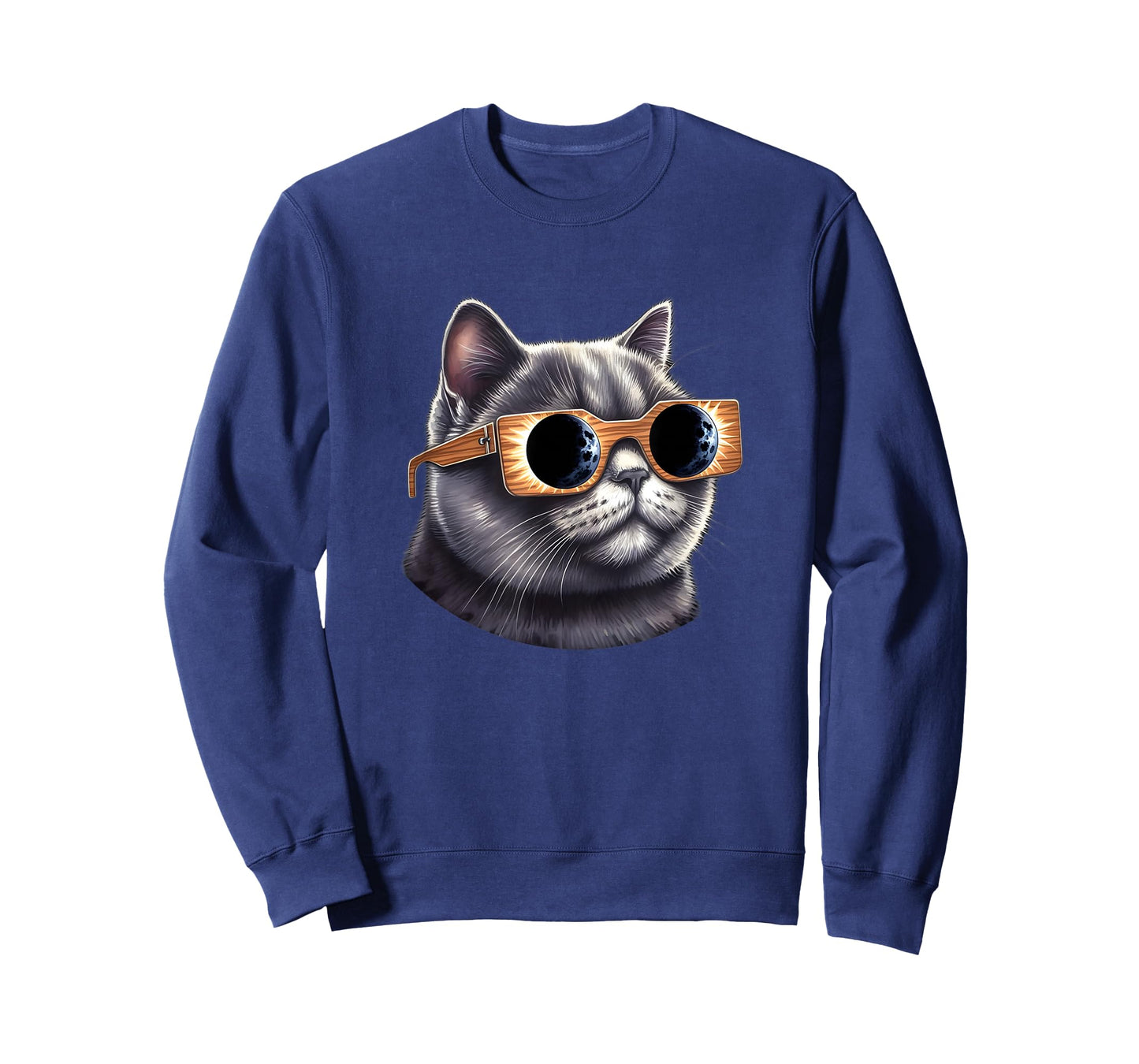 British Short Hair Cat with Solar Eclipse Glasses T-Shirt