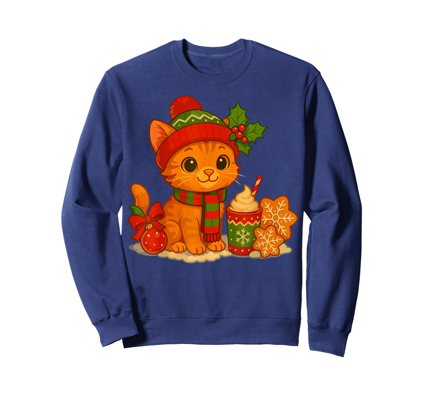 Orange Cat with Christmas Coffee and Cookie T-Shirt