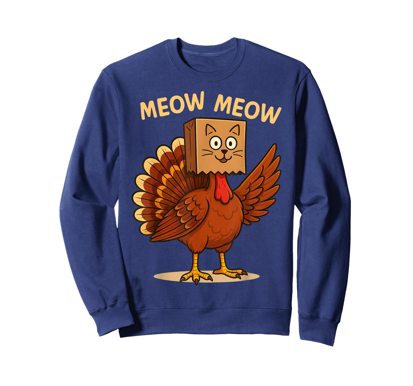 Turkey Cat Meow Funny Thanksgiving Men Women Boy Girl Kid T-Shirt