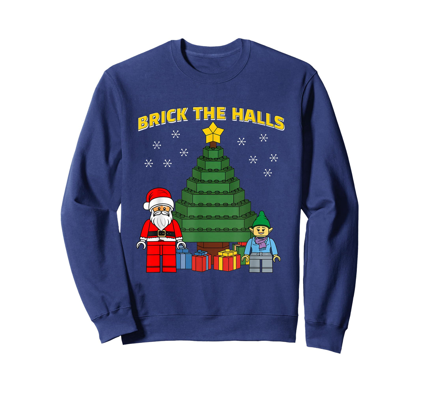 Christmas Building Bricks Brick The Halls Block Builder T-Shirt