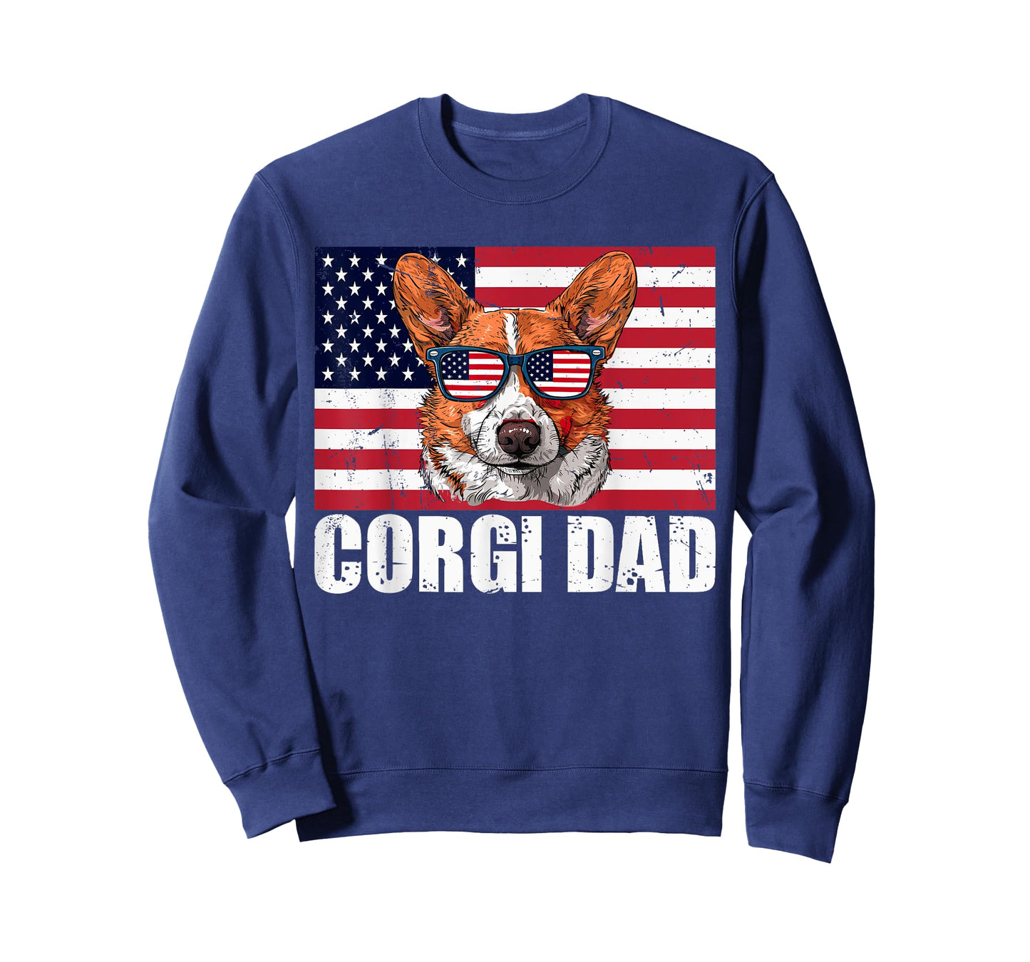 Corgi Dad Pembroke Welsh Corgi US Flag Dog Lover 4th of July T-Shirt for Women Kids Men