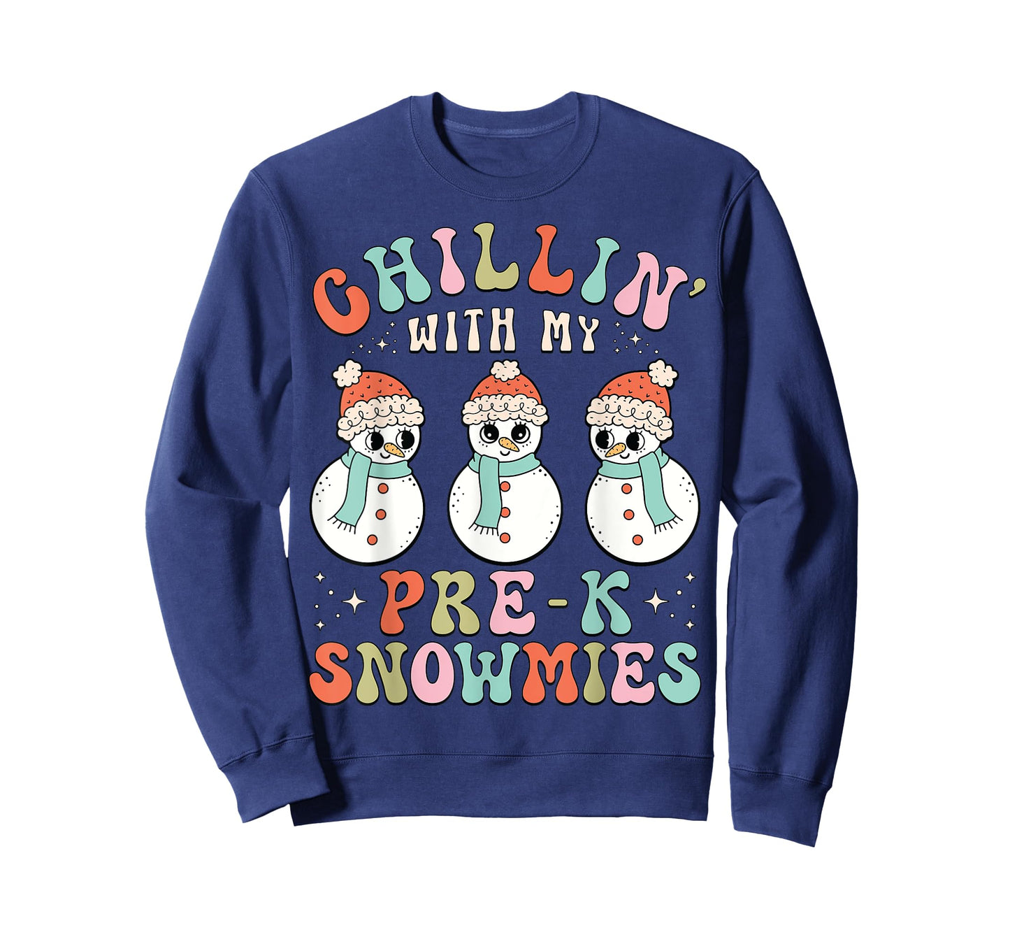 Chillin With My Pre-K Snowmies Snowman Teacher Xmas Pajamas T-Shirt