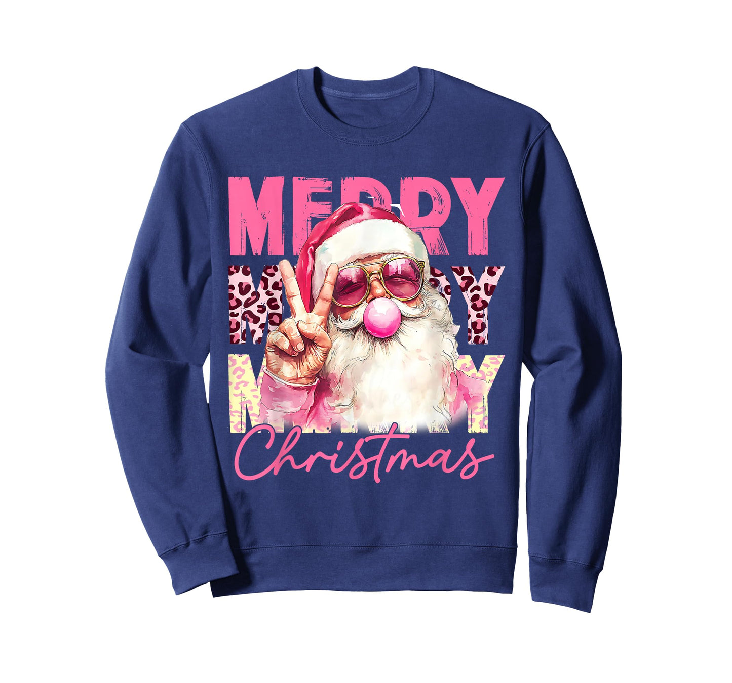 Santa Blowing Bubble Gum Christmas Pink Santa Shirt Women T-Shirt