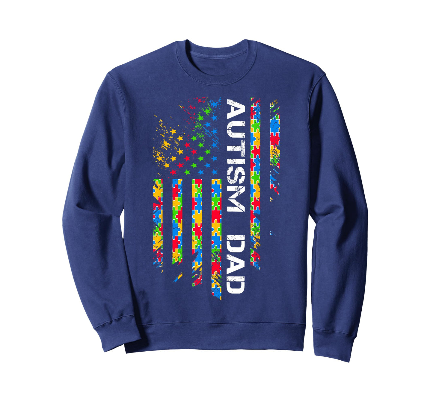 Autism Dad Awareness American Flag USA T-Shirt