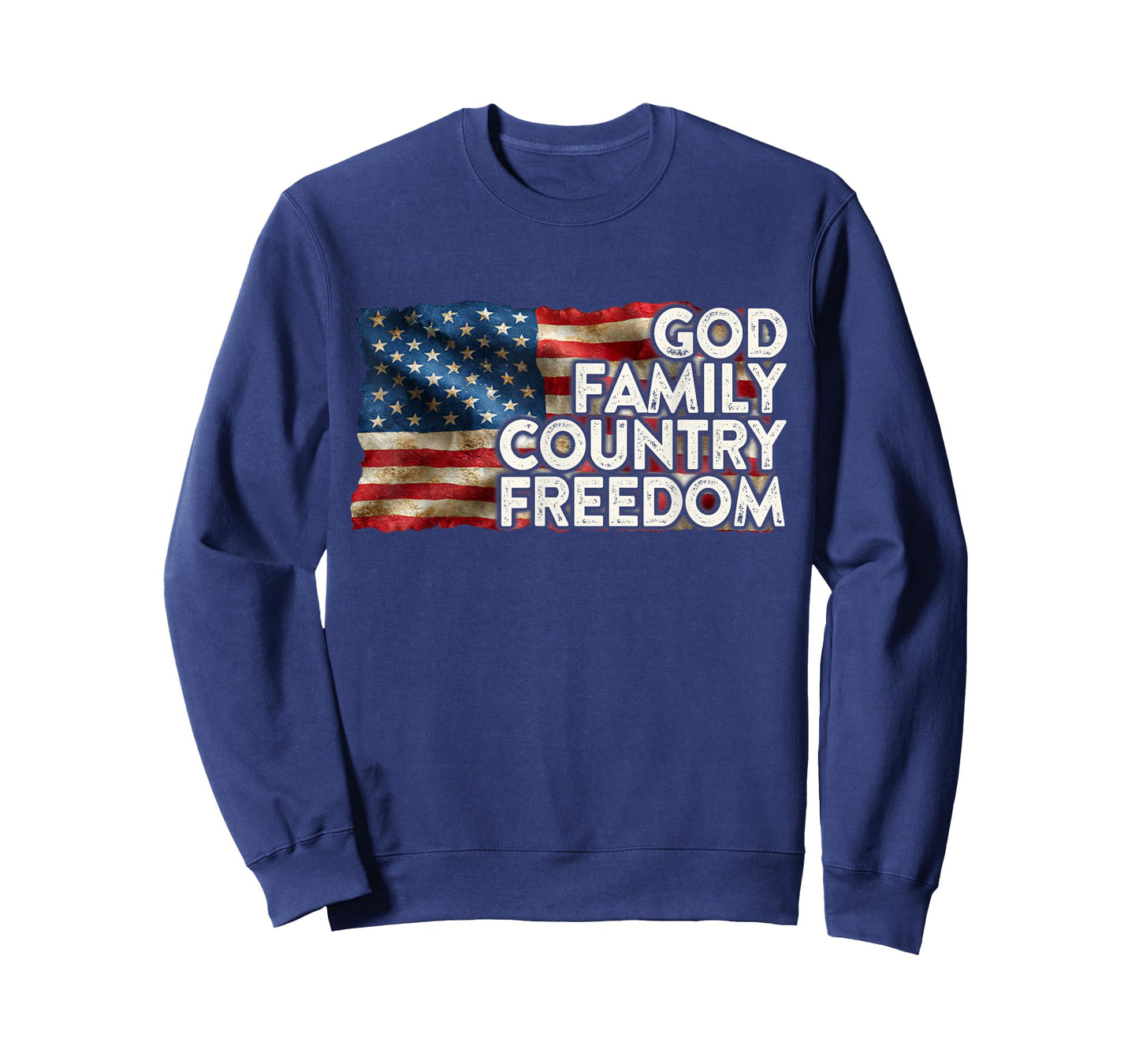 God Family Country Freedom 4th July USA Flag Christian T-Shirt