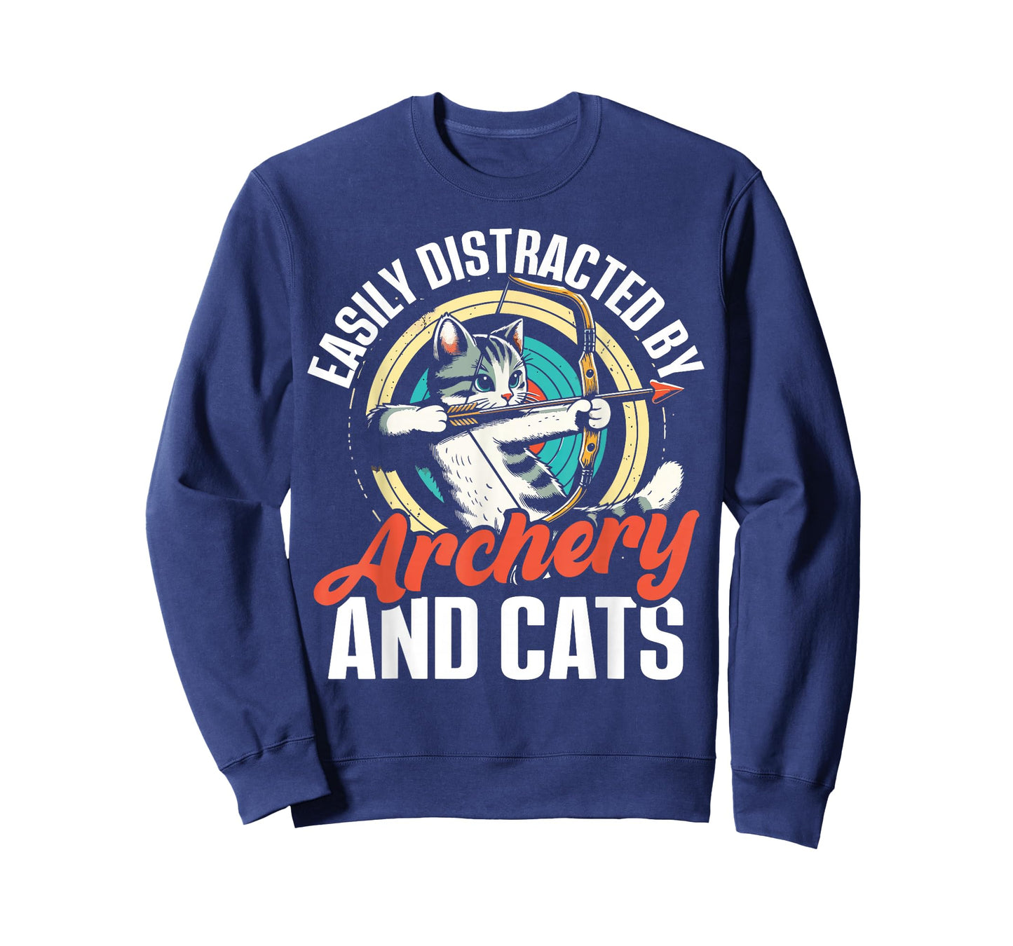 Funny Cat Parent Gift Easily Distracted by Archery and Cats T-Shirt