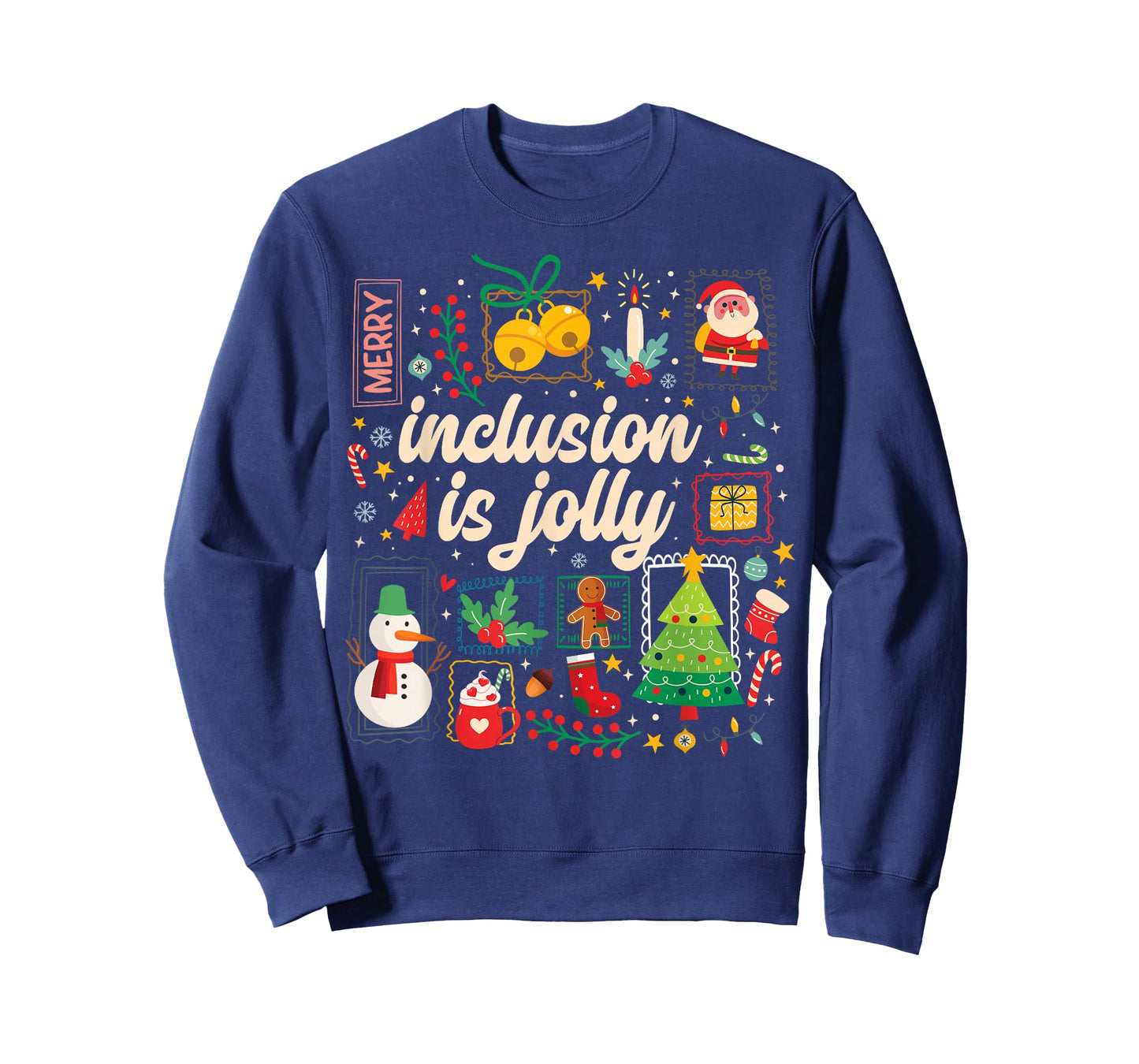 Inclusion is Jolly SPED Teacher Christmas Stamp Style T-Shirt