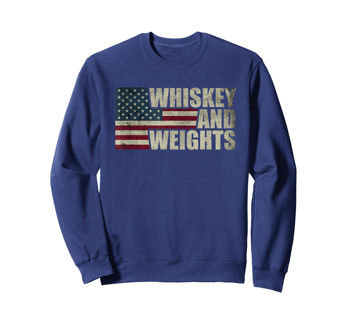 Whiskey And Weights Whiskey Lover Vintage USA American Flag T-Shirt