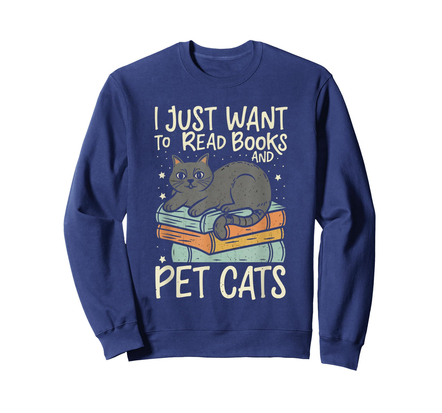 Retro I Just Want to Read Books and Pet Cats Cat T-Shirt