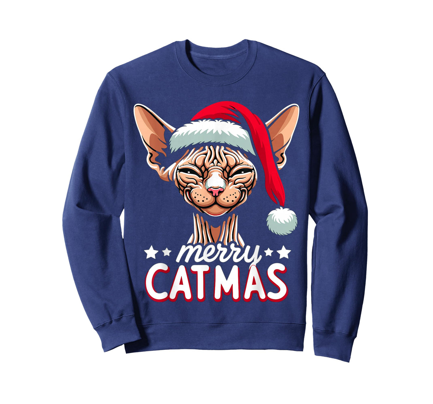 Christmas Sphynx Cat Merry Catmas Santa Hat Xmas T-Shirt