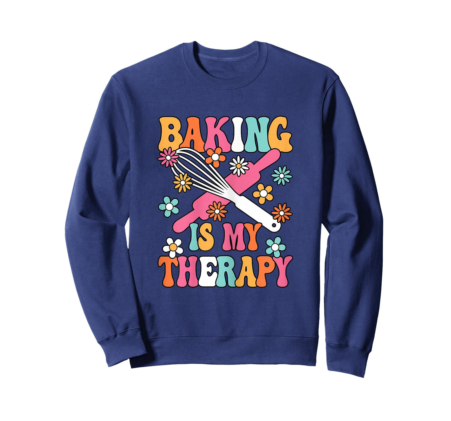 Baking is My Therapy Cute Baker Groovy Women Girls T-Shirt
