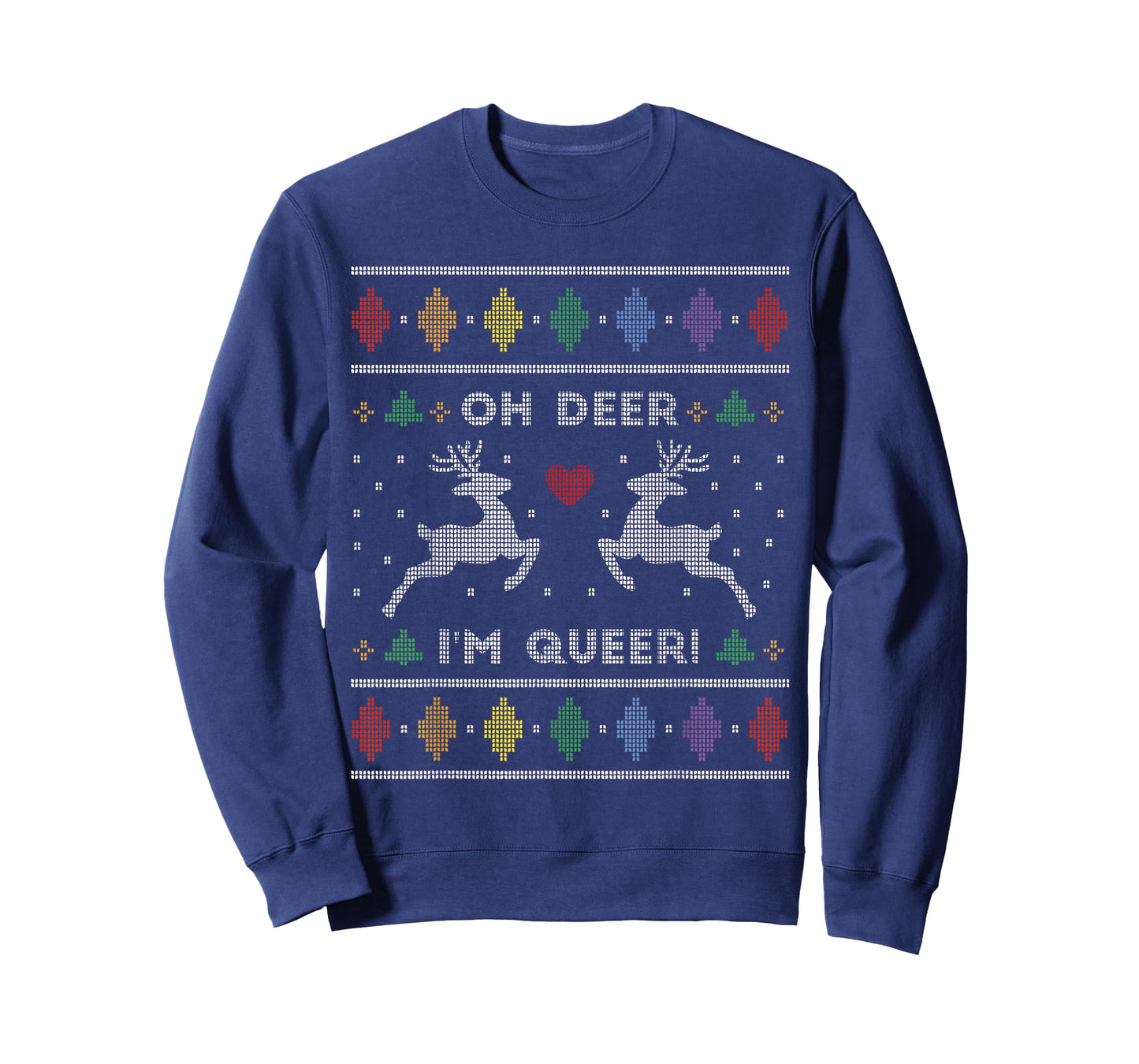 LGBT Ugly Christmas Sweater Oh Deer Im Queer Men Women Adult T-Shirt