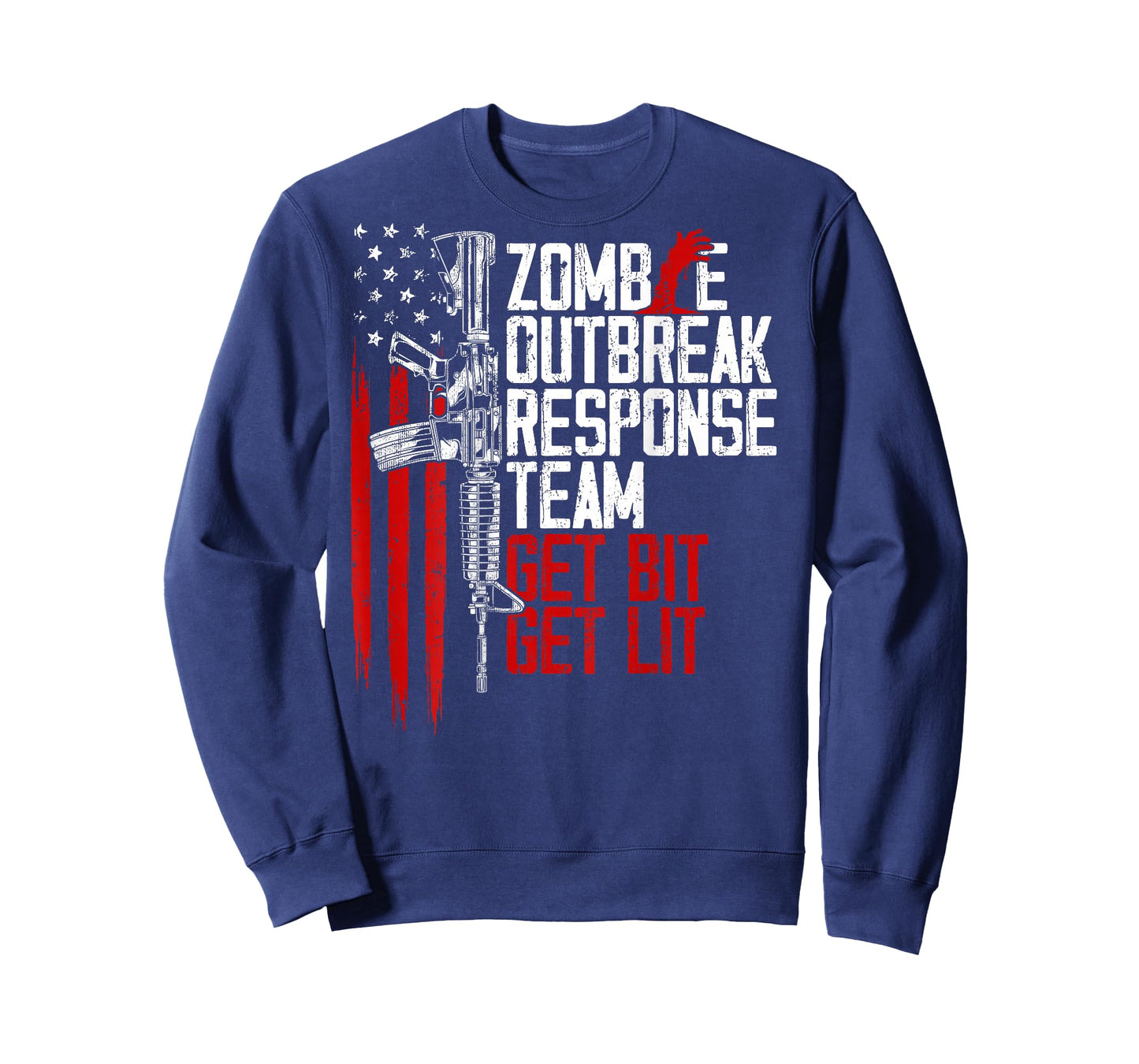 USA Flag Zombie Outbreak Response Team Get Bit (on Back) T-Shirt
