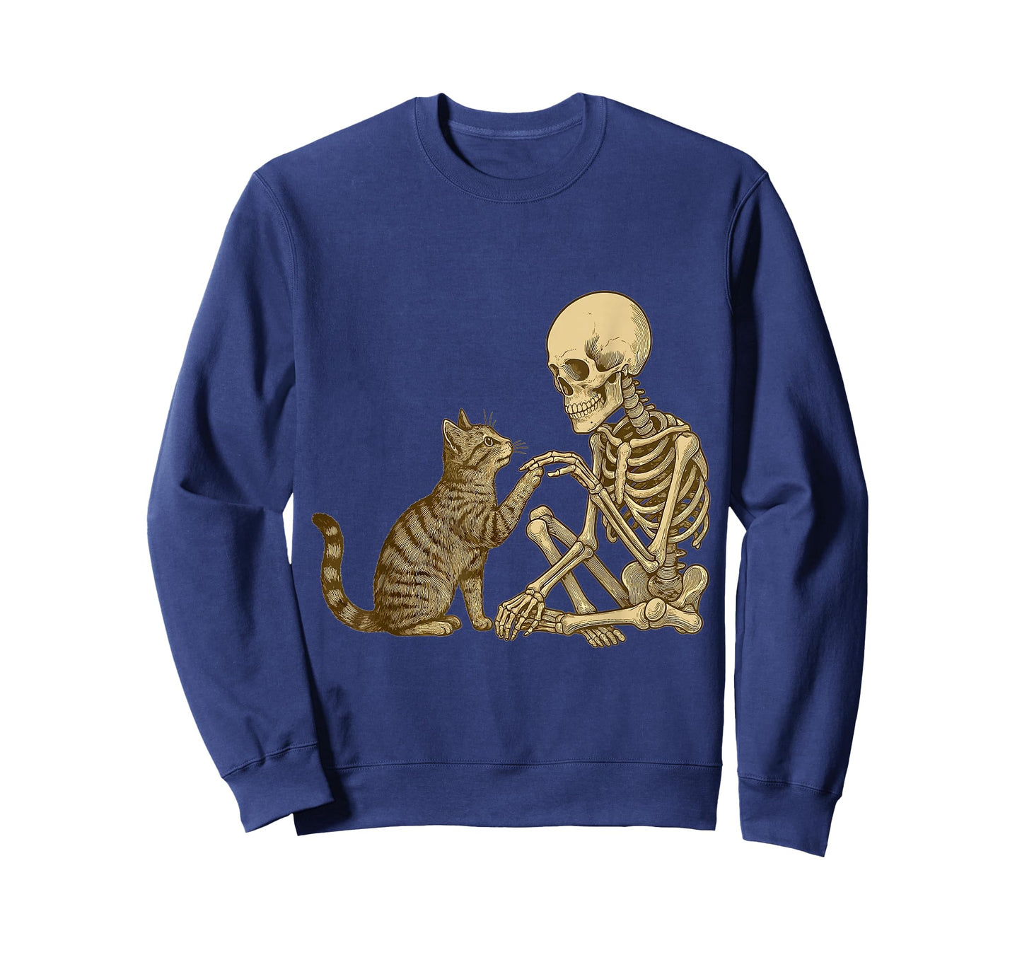 Skeleton Playing with Cat Cute Halloween Men Boys T-Shirt
