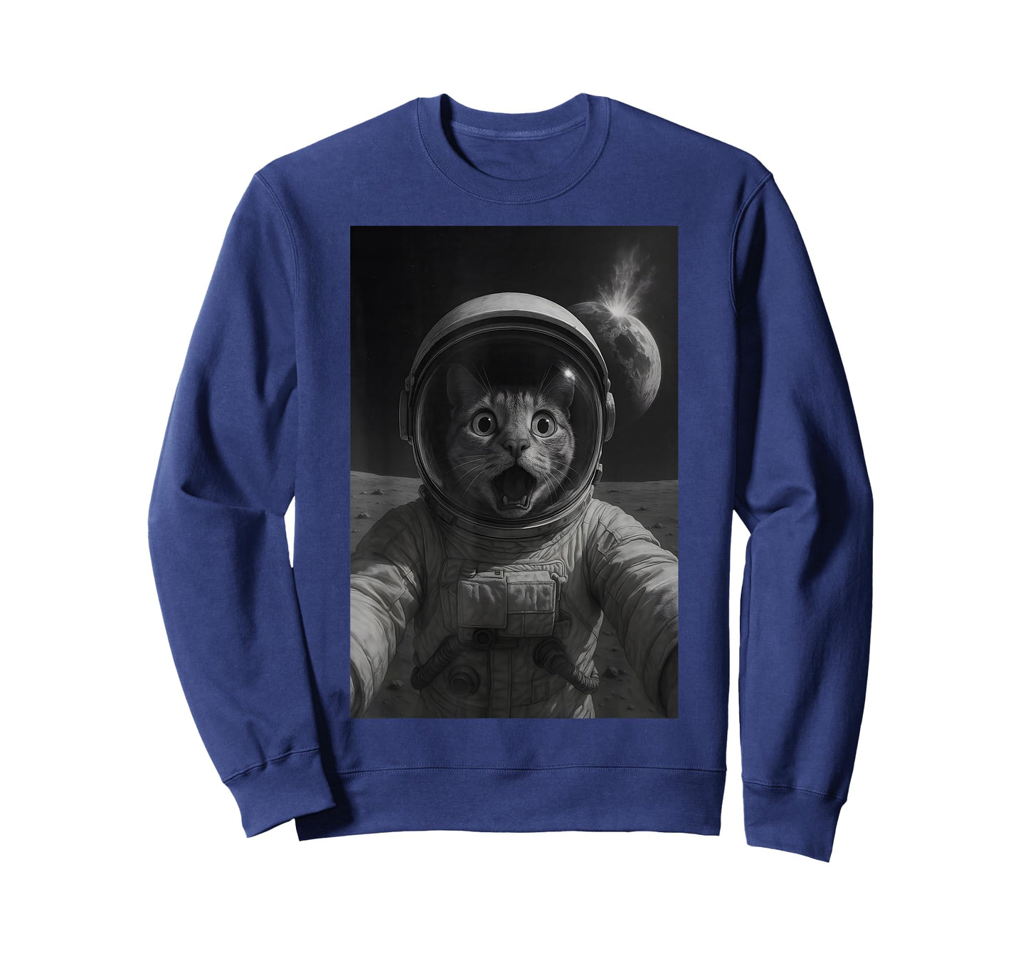 Selfie Cat Funny Astronaut on The Moon Space Cat T-Shirt