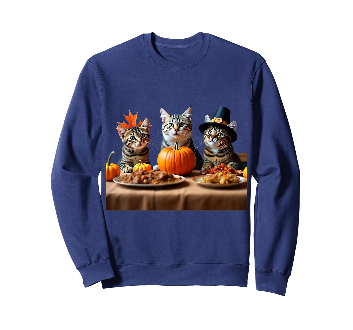 Thanksgiving Cats Dinner Feast Vintage Fall Men Women Kids T-Shirt