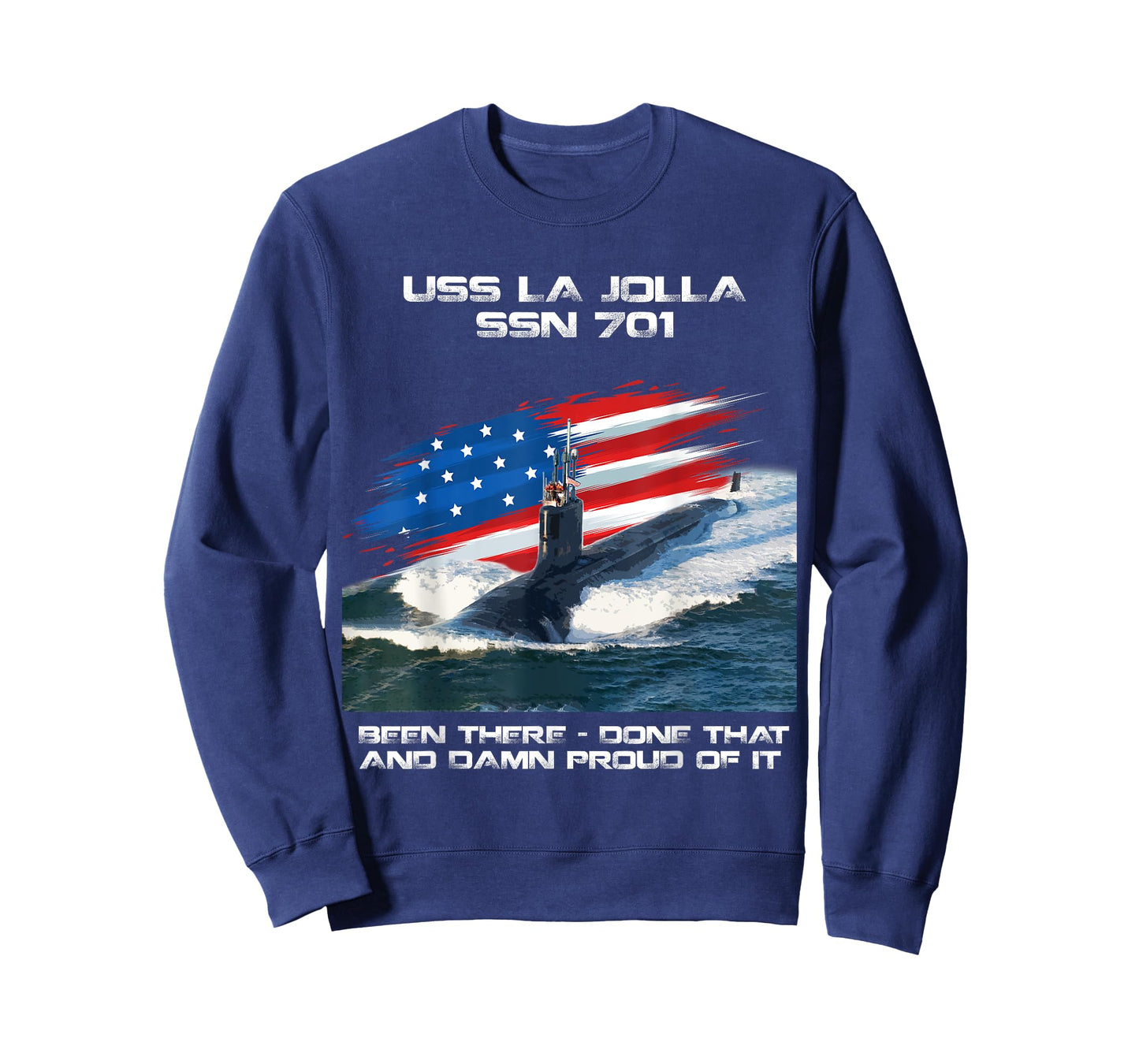 USS La Jolla SSN-701 American Flag Submarine Veteran Xmas T-Shirt for Women Men