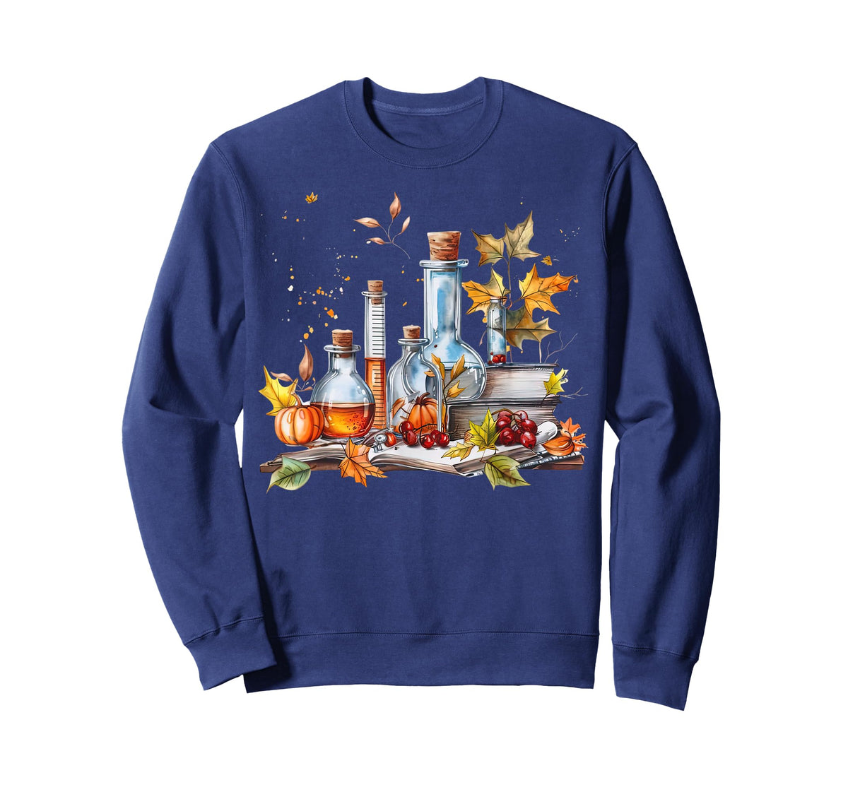 Laboratory Beakers Fall Leaves Chemist Medical Lab Autumn T-Shirt