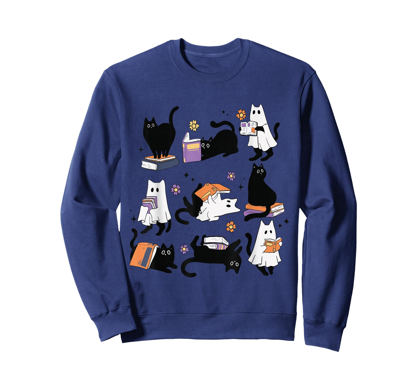 Halloween Ghost Black Cat Reading Book Costume T-Shirt