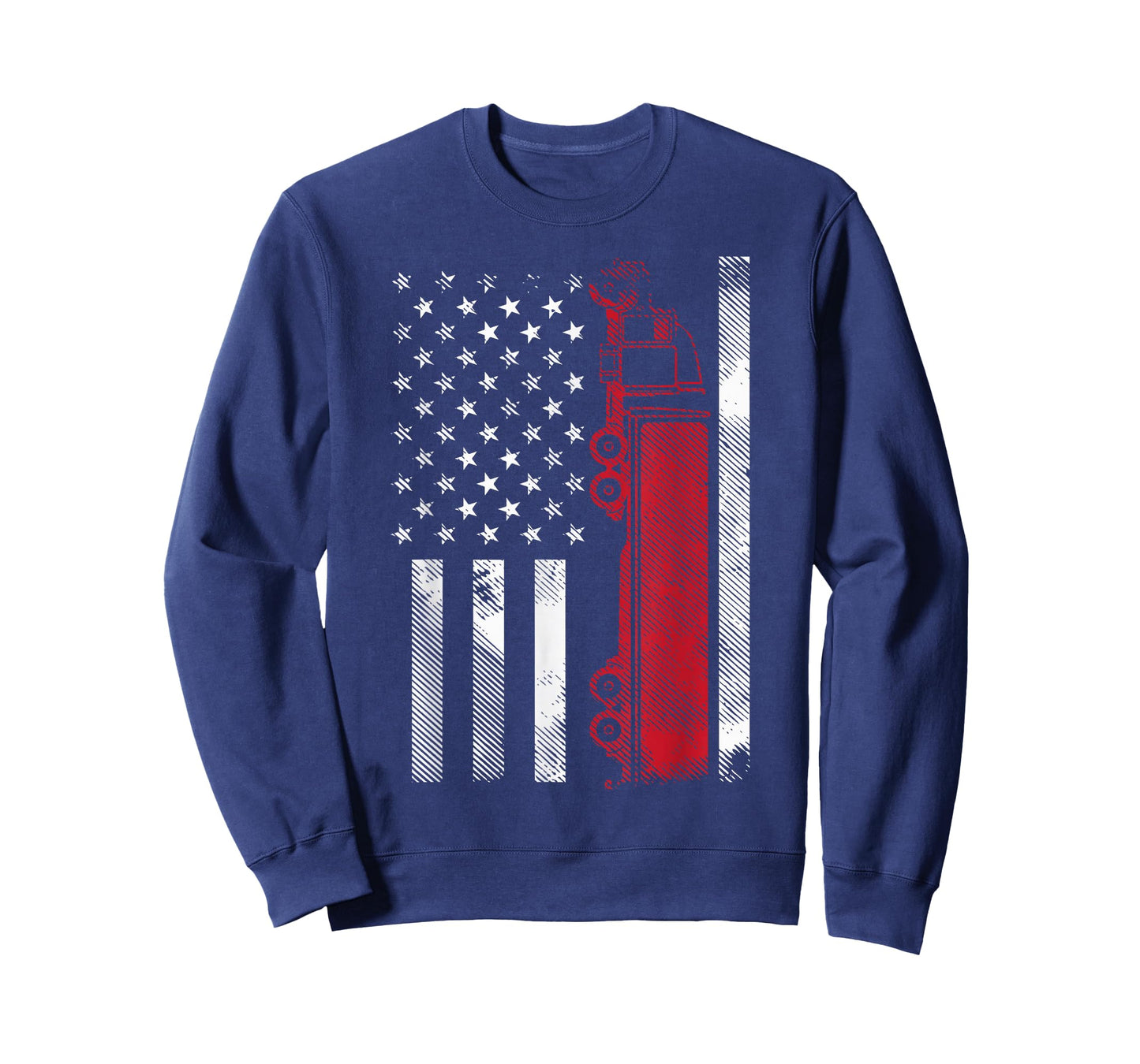 US American Flag Semi Truck Driver 18 Wheeler Trucker Gift Short Sleeve T-Shirt