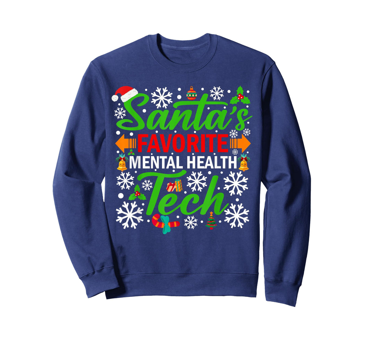 Santa's Favorite Mental Health Tech Shirt Funny Christmas T-Shirt