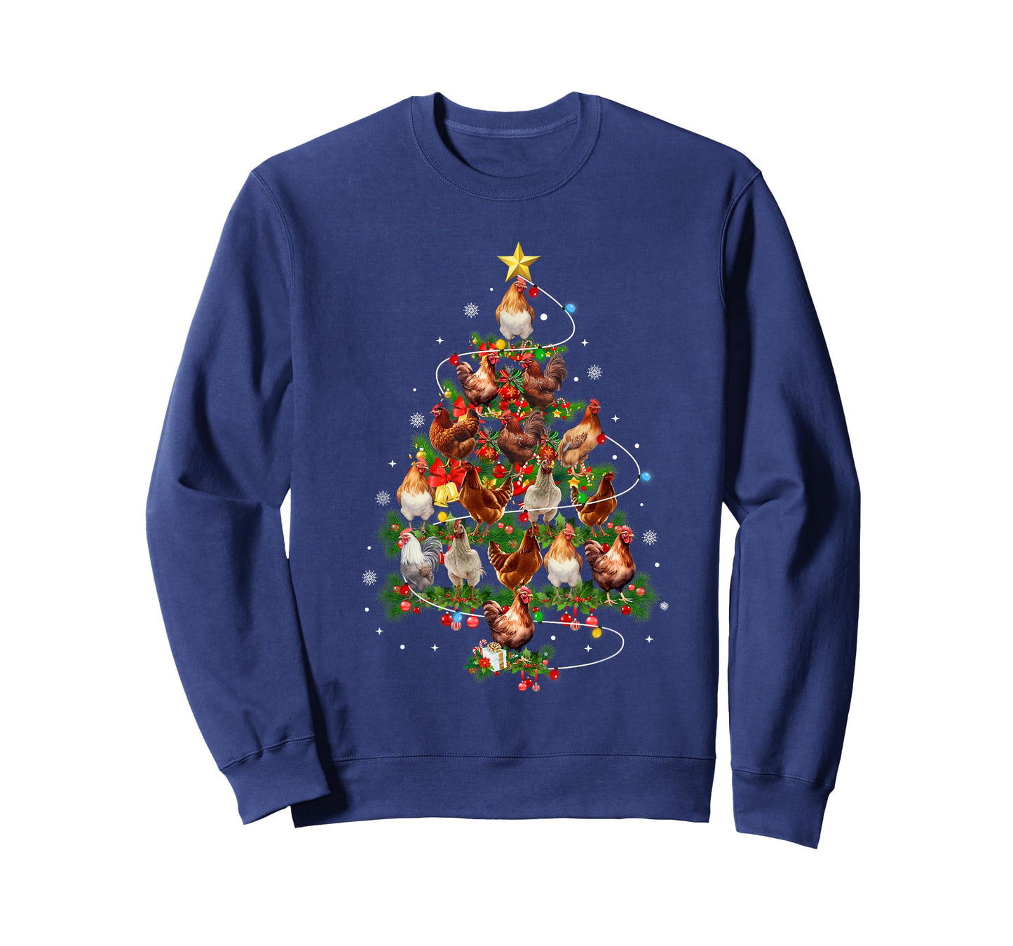 Chicken Christmas Tree Lights Santa Hat Xmas Chicken Lover T-Shirt
