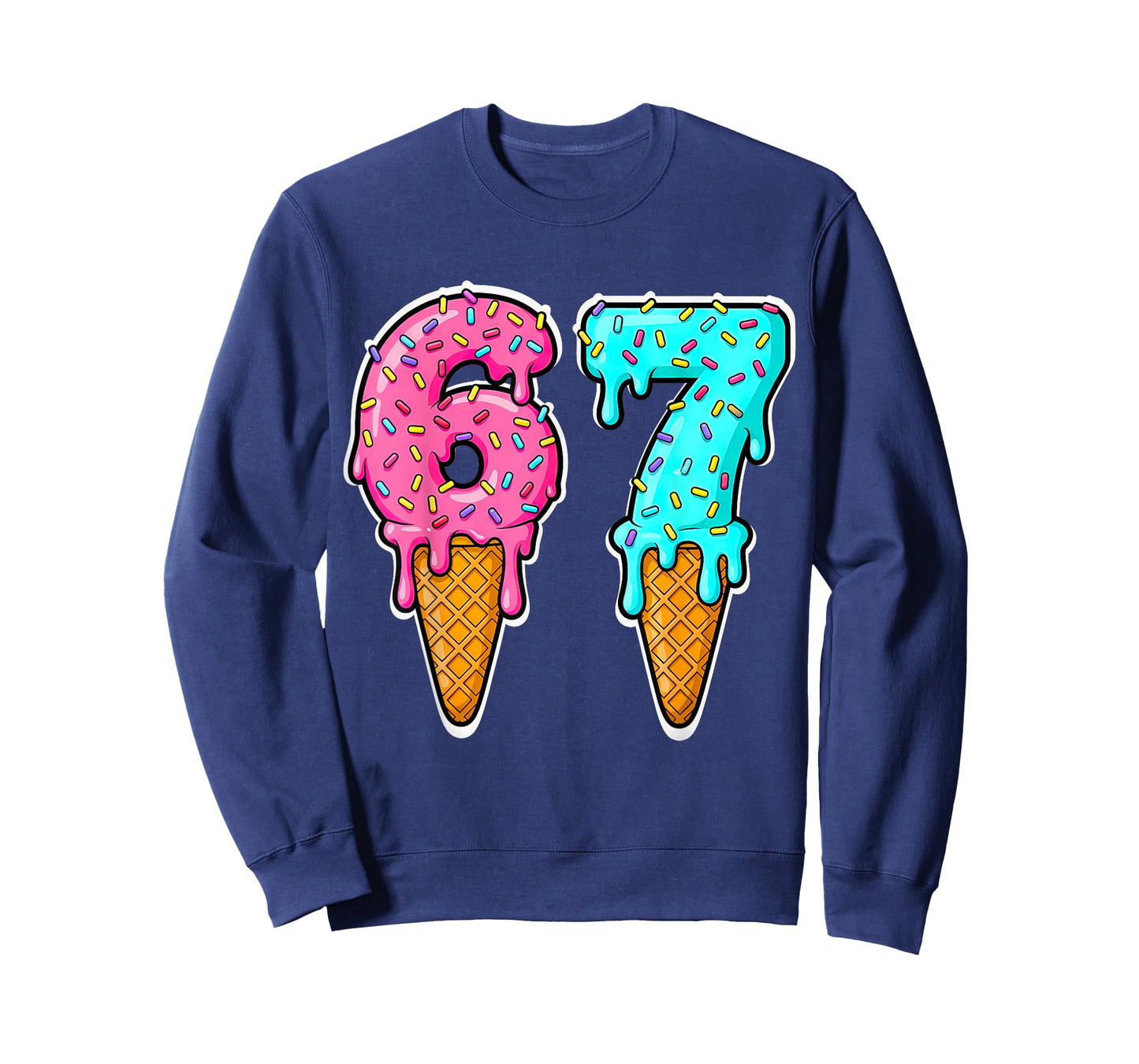 Six Seven Ice Cream Drip Gen Alpha Slang 6 7 Trending Meme T-Shirt