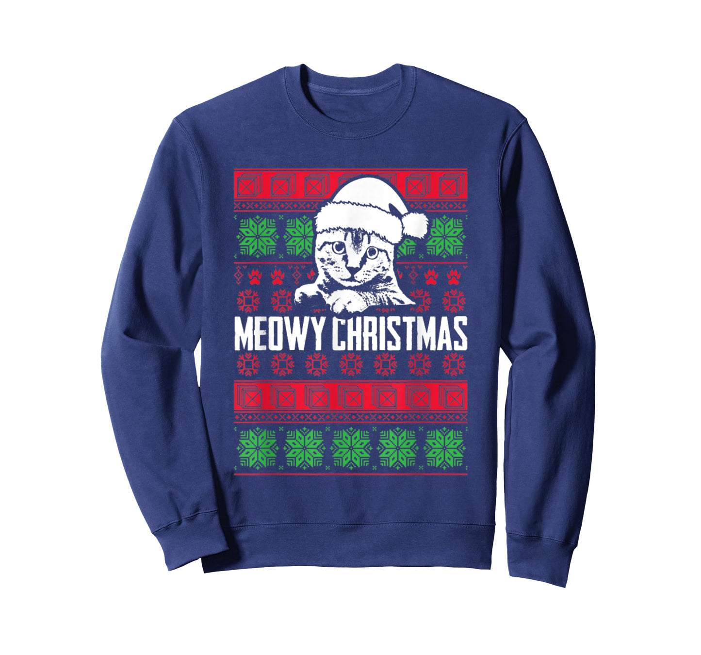 Meowy Cat Pet Owner Lover Pun Funny Ugly Christmas Sweater T-Shirt