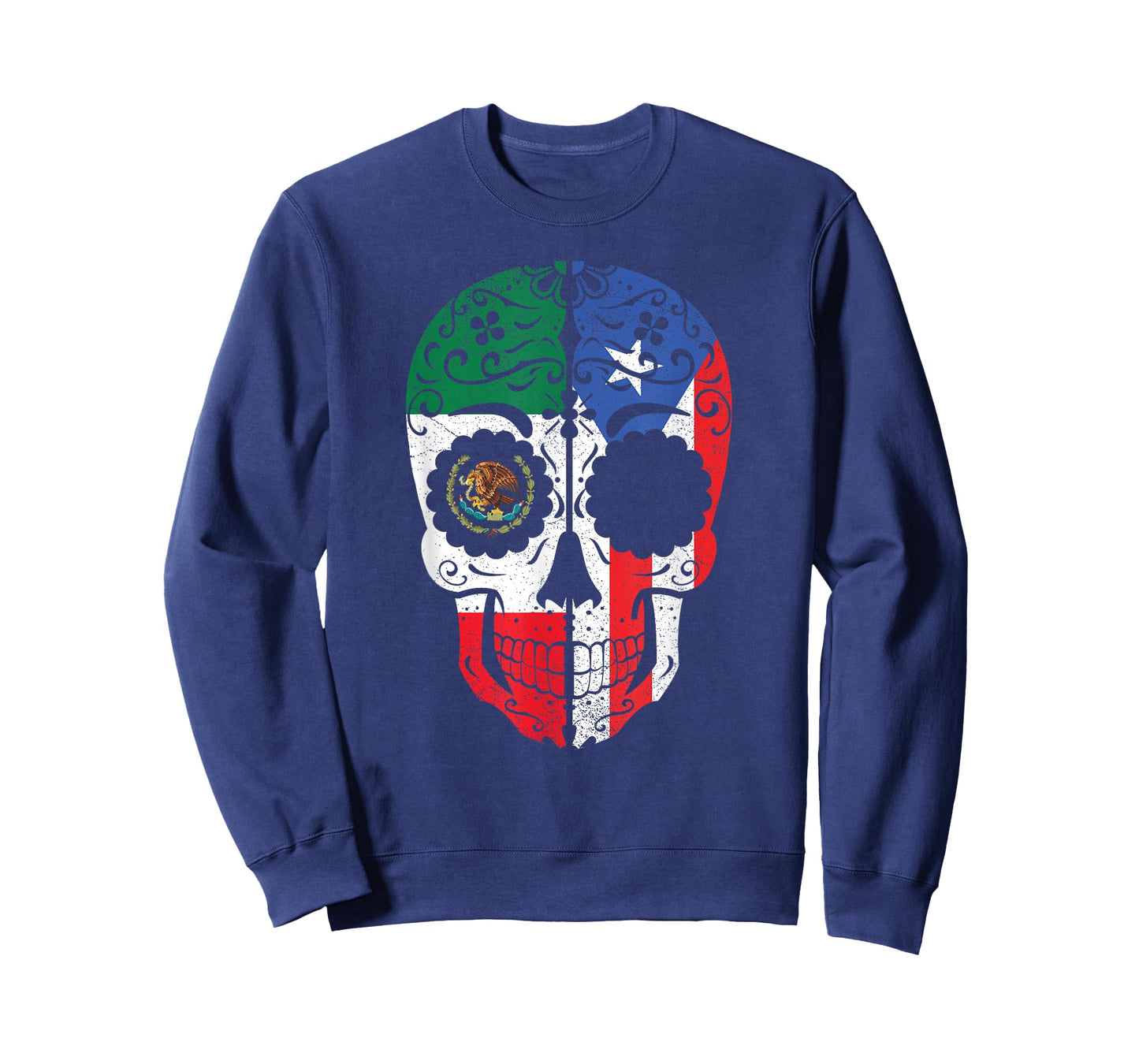 Mexican Puerto Rican Flag Mexico Puerto Rico Sugar Skull T-Shirt
