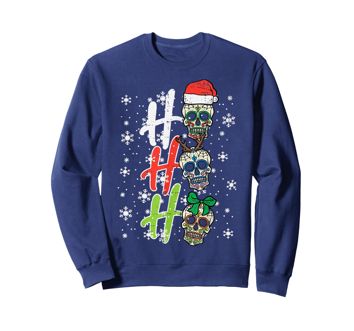 Christmas Sugar Skull Ho Ho Ho Xmas Mexican Men Women Kids T-Shirt