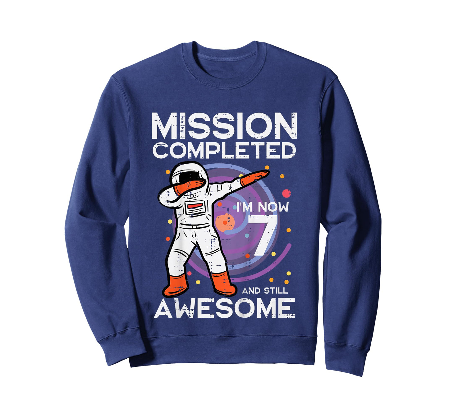 Kids 7th Birthday Astronaut Dab Mission Completed 7 Bday Boys T-Shirt