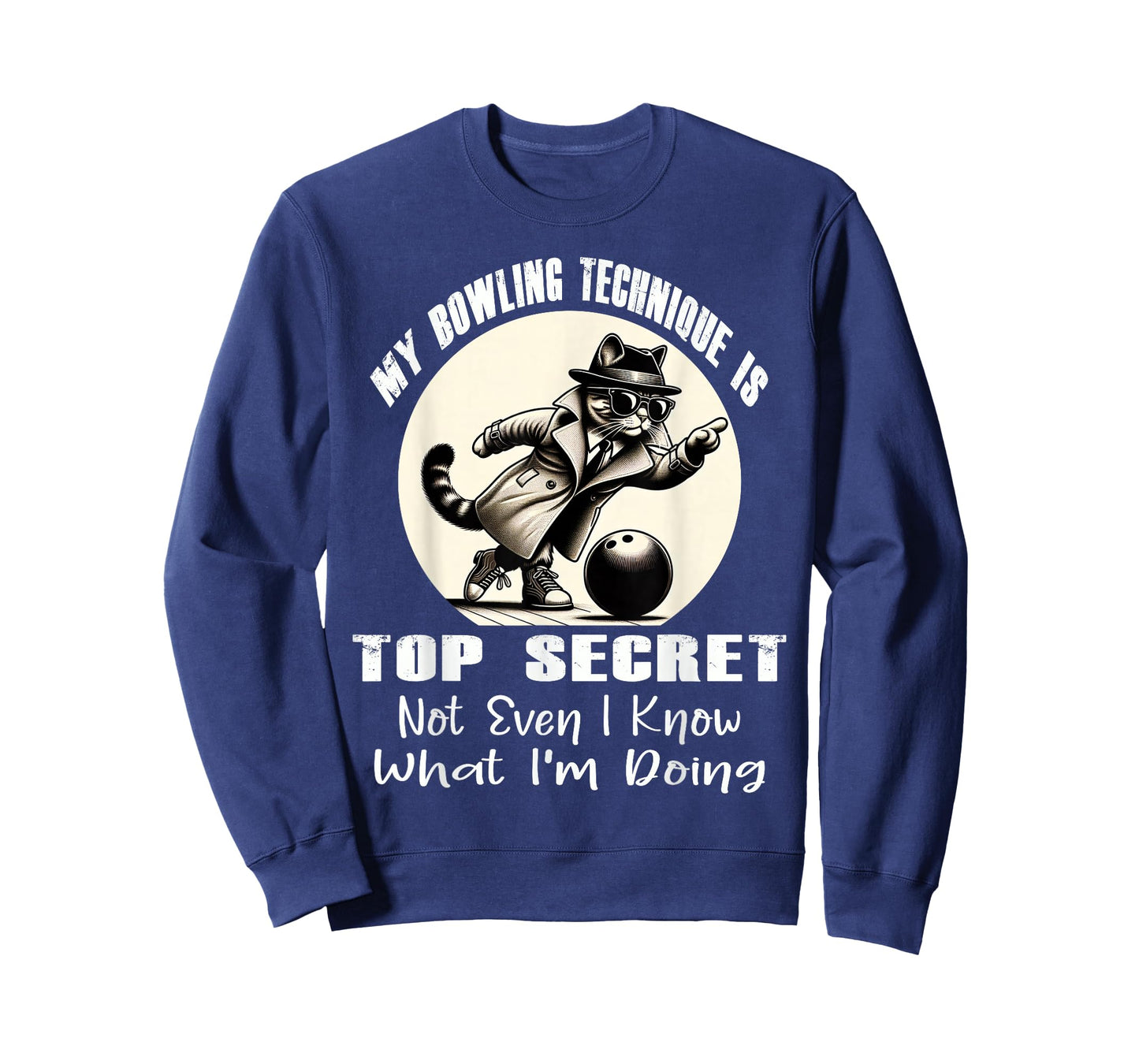My Bowling Technique is Top Secret Funny Bowling Bowler Cat T-Shirt