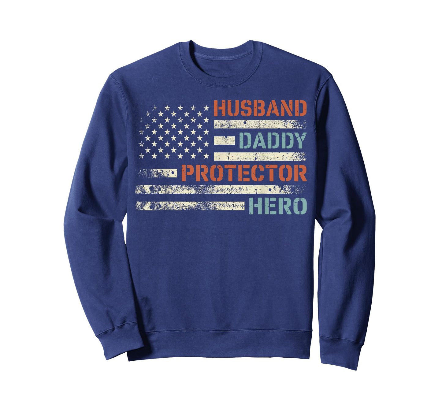 Husband Daddy Protector Hero American Flag Father's Day Dad T-Shirt