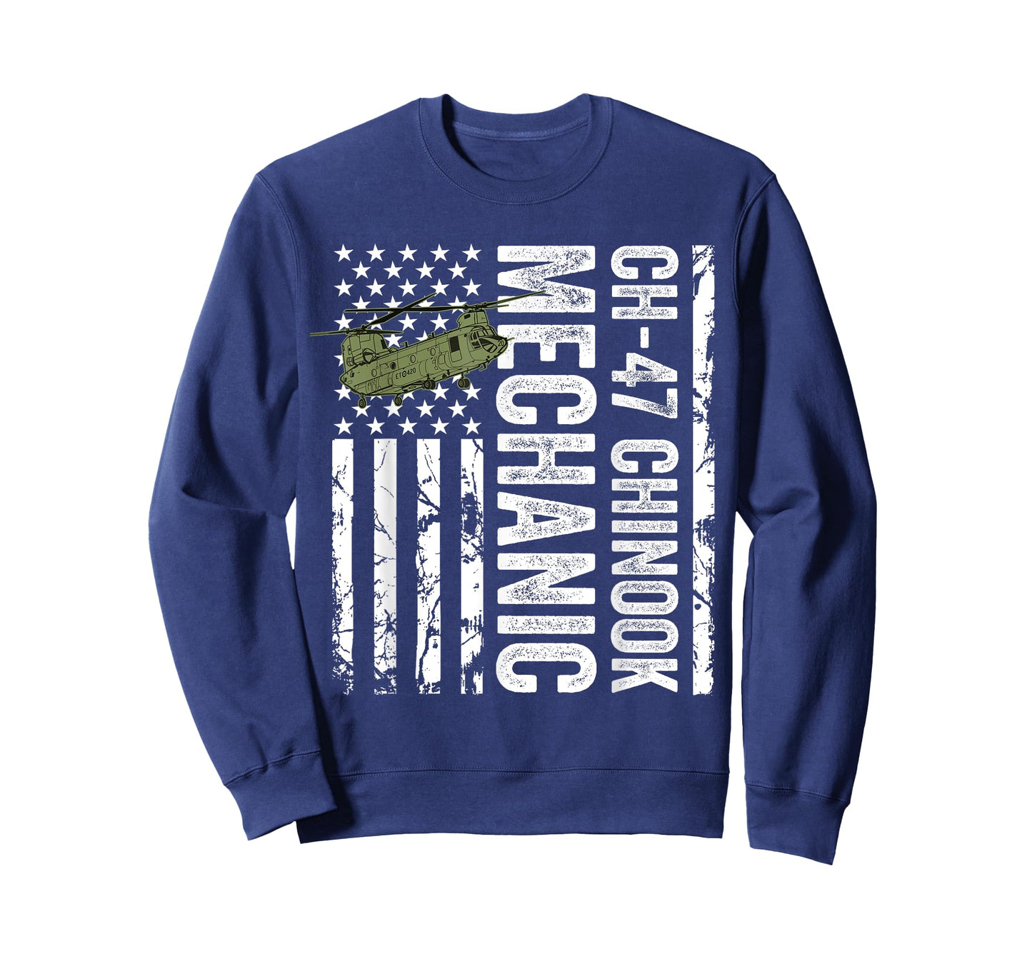CH-47 Chinook Helicopter Mechanic USA Flag Retired Veteran Women Men T-Shirt