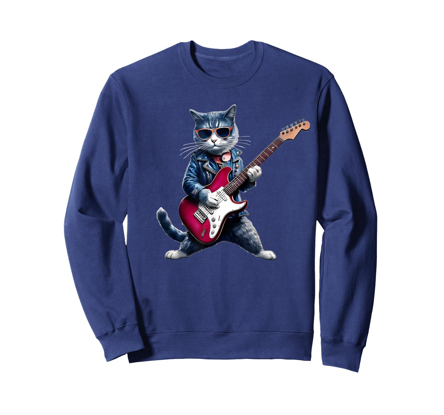 Rock Cat Playing Guitar - Funny Guitar Cat T-Shirt