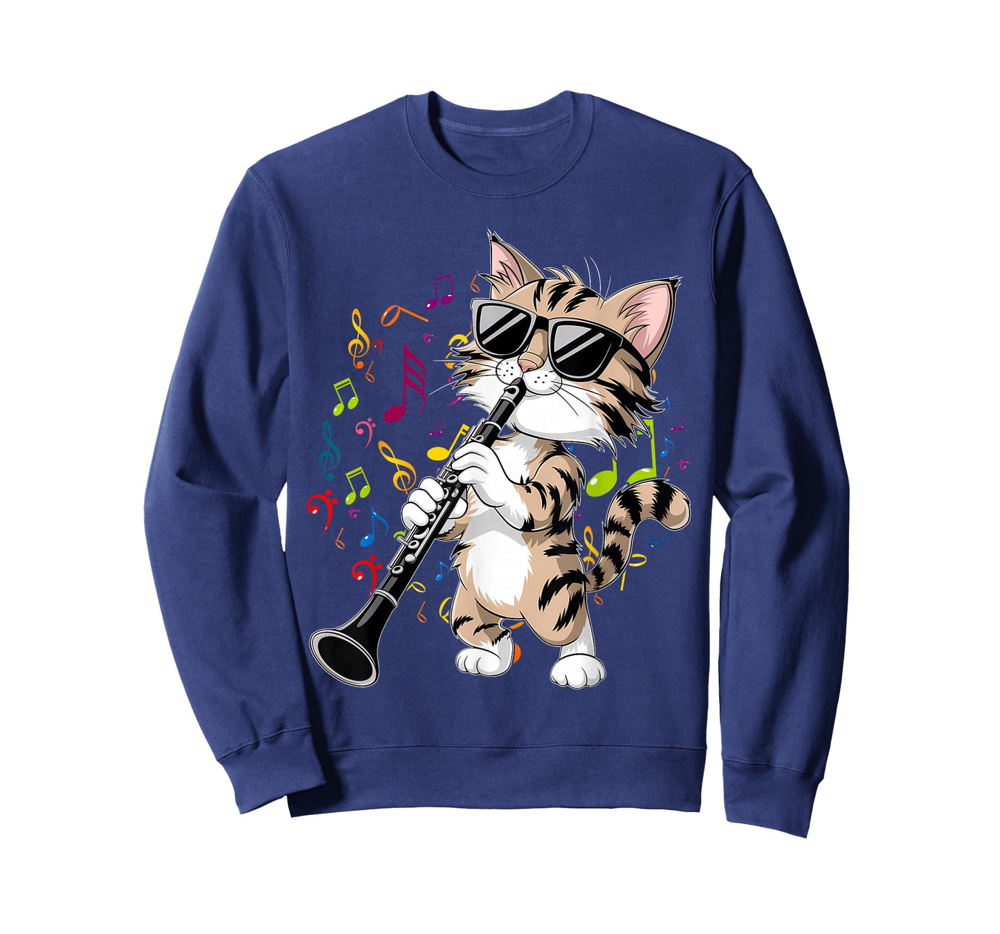 Funny Cat Wearing Sunglasses Playing Clarinet T-Shirt