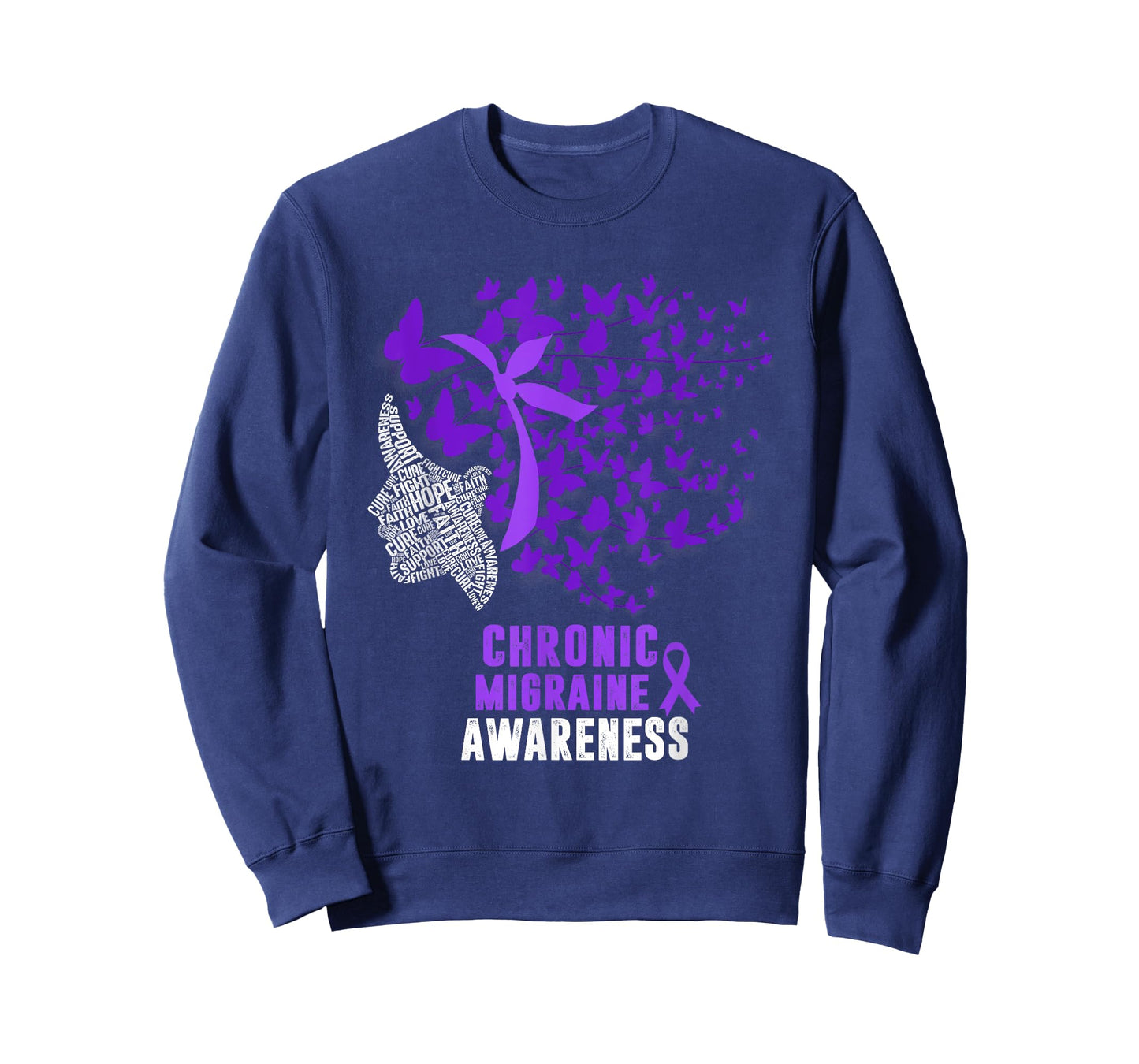 Chronic Migraine Awareness Month Butterfly Purple Ribbon T-Shirt