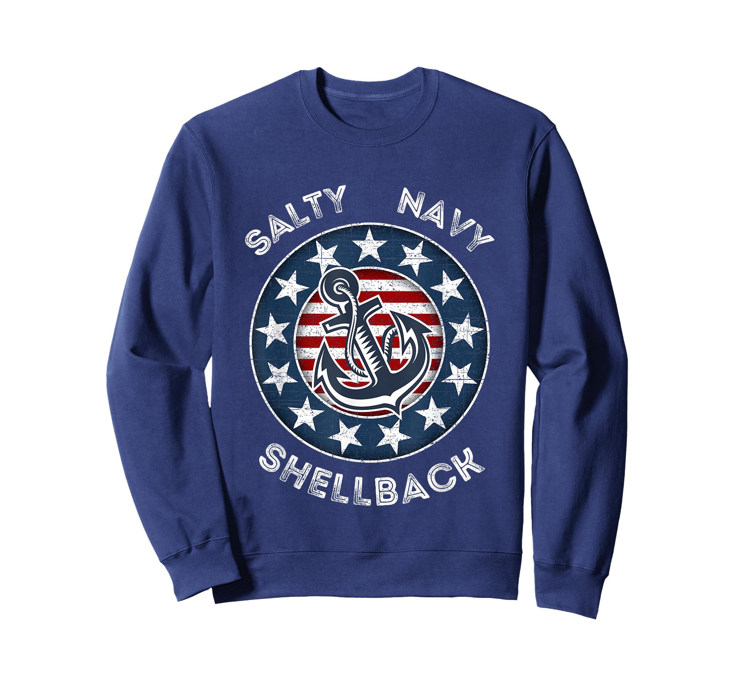Navy Salty Shellback American Flag and Anchor T-Shirt