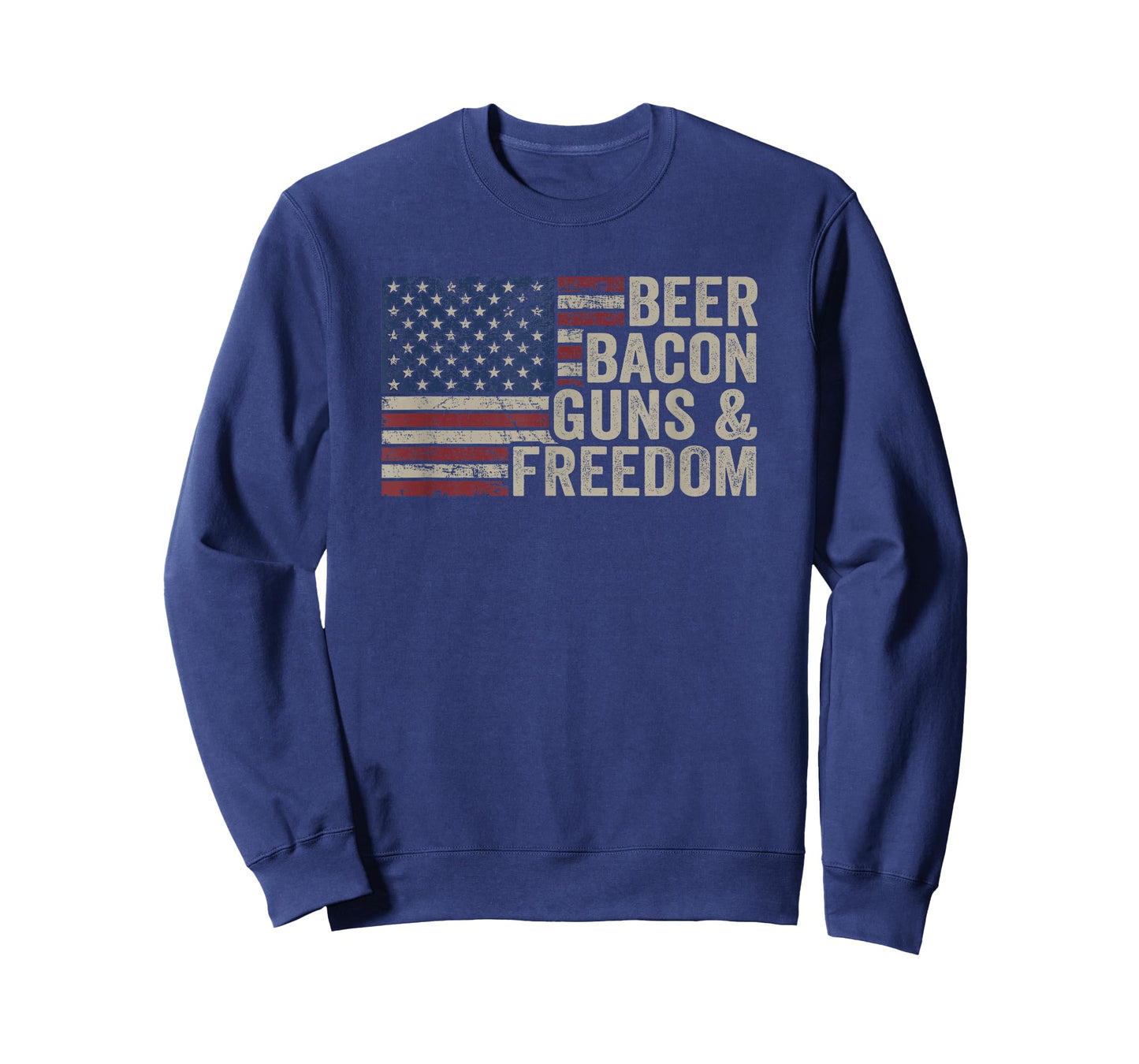 Beer Bacon Guns & Freedom - BBQ Vintage USA Flag Drinking T-Shirt
