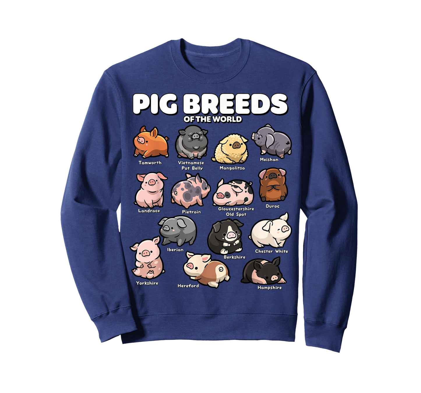 Cute Pig Breeds of the World Funny Farm Animal Lovers T-Shirt