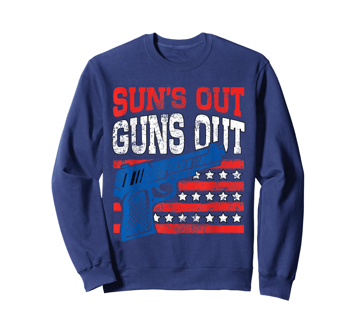 Sun's Out Guns Out American Flag Patriotic Pistol Firearm Women Men T-Shirt